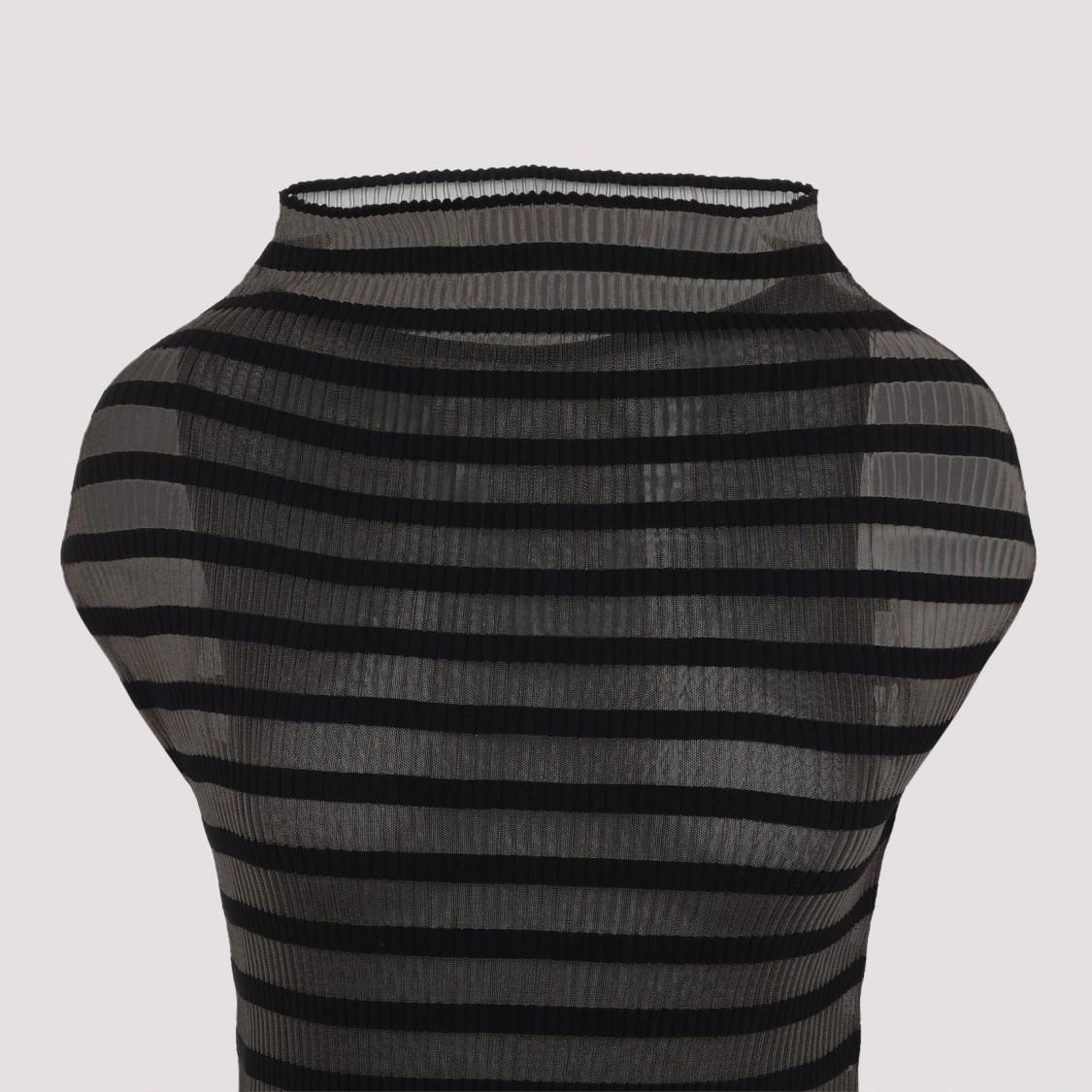 JEAN PAUL GAULTIER Mariniere Striped Cap-sleeve Nylon Maxi Dress In Black Product Image