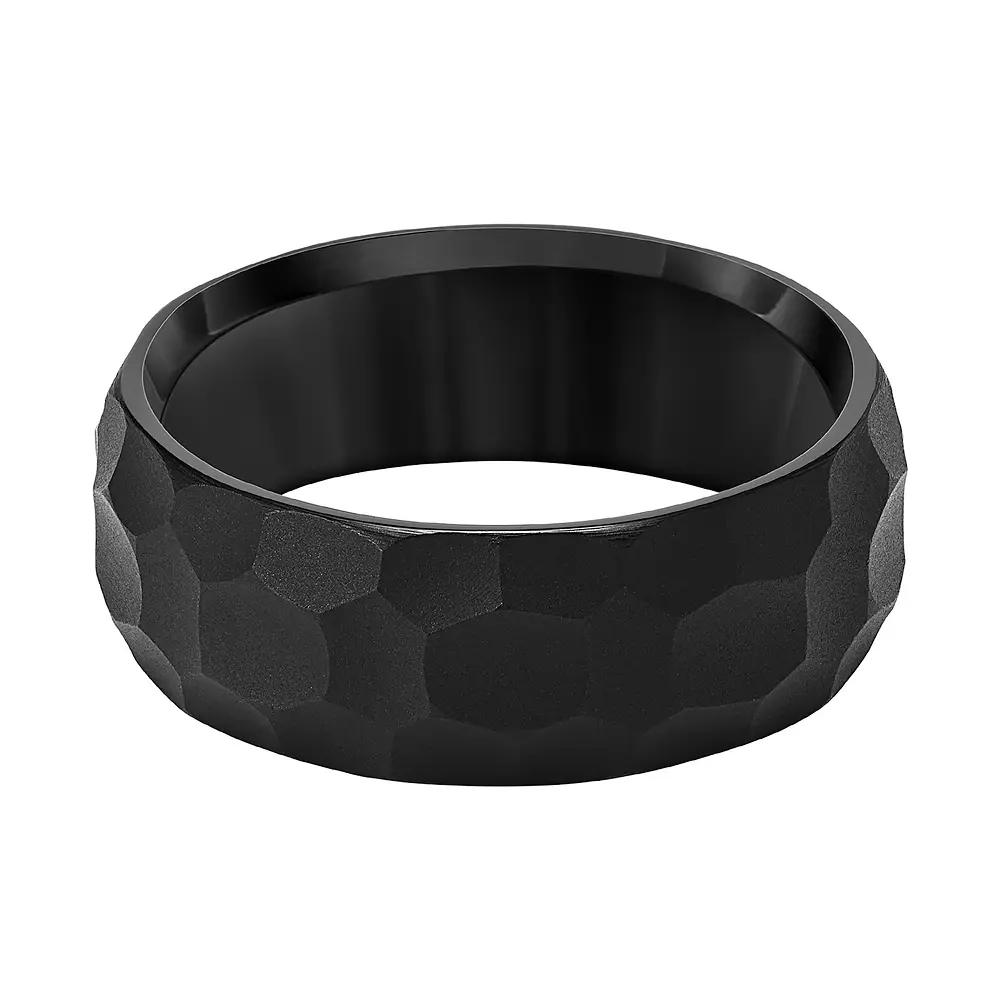 AXL Black Tungsten Carbide 8 mm Hammered Comfort Fit Men's Band, Size: 13 Product Image