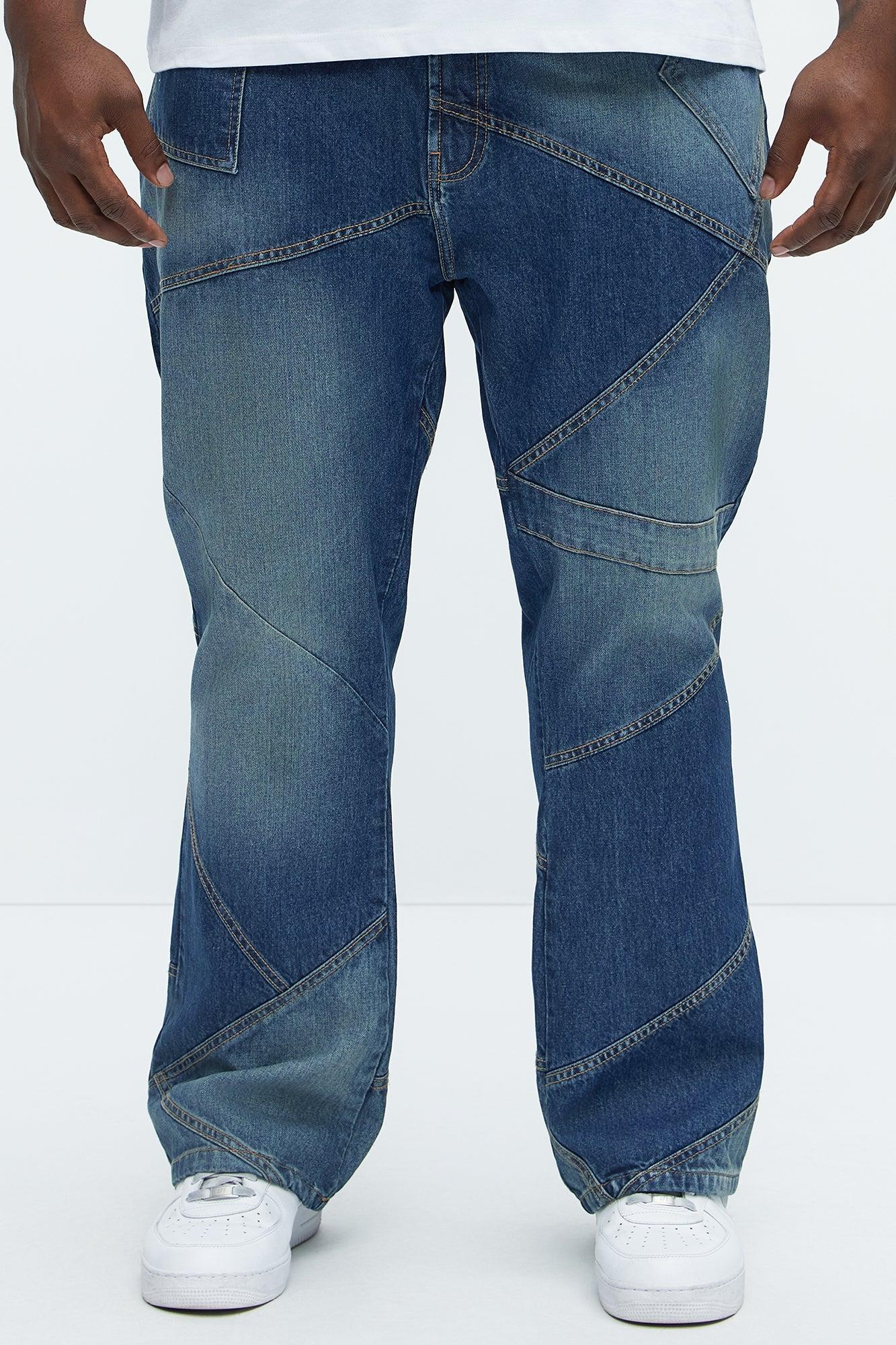 Tonal Patchwork Slim Flare Jeans - Medium Wash Product Image