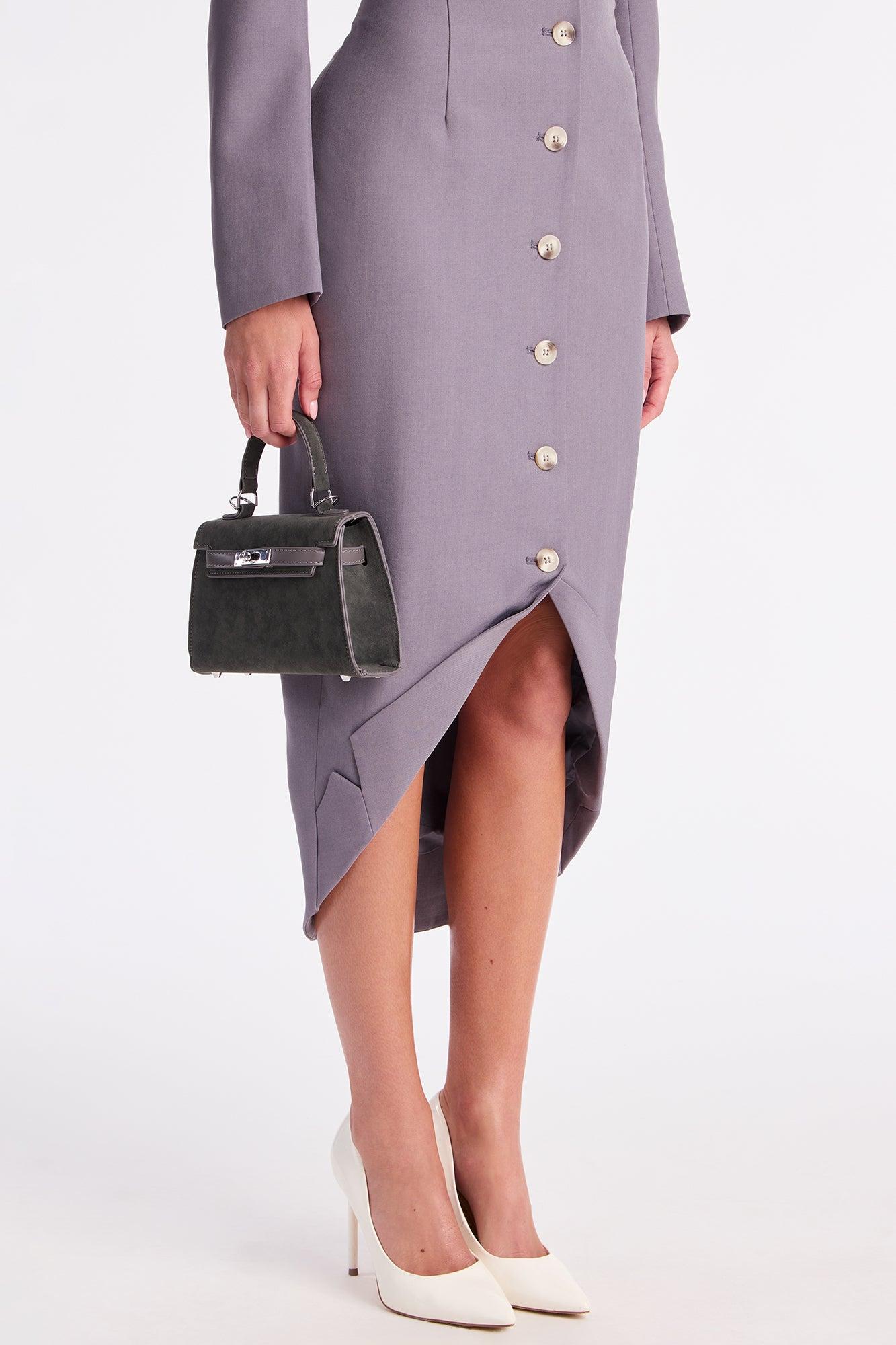 Suited Up Asymmetrical Blazer Midi Dress - Grey Female Product Image