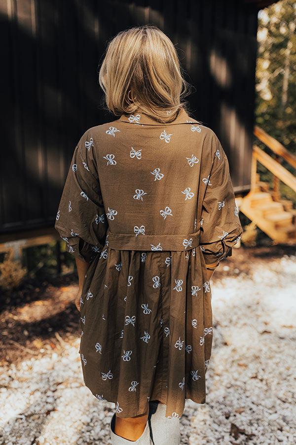 For The Love Of Bows Mini Dress in Mocha Product Image