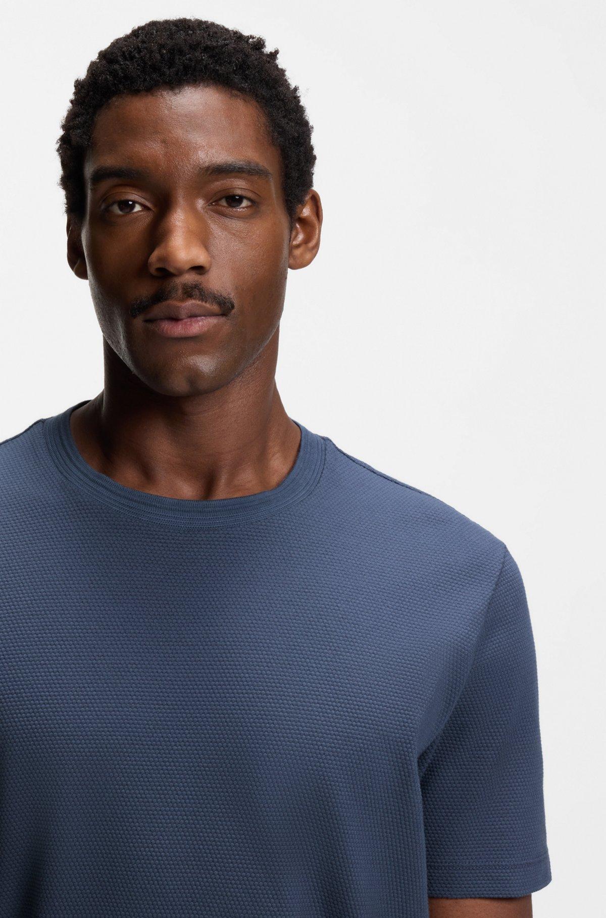 Bubble-jacquard structure T-shirt in a cotton blend Product Image