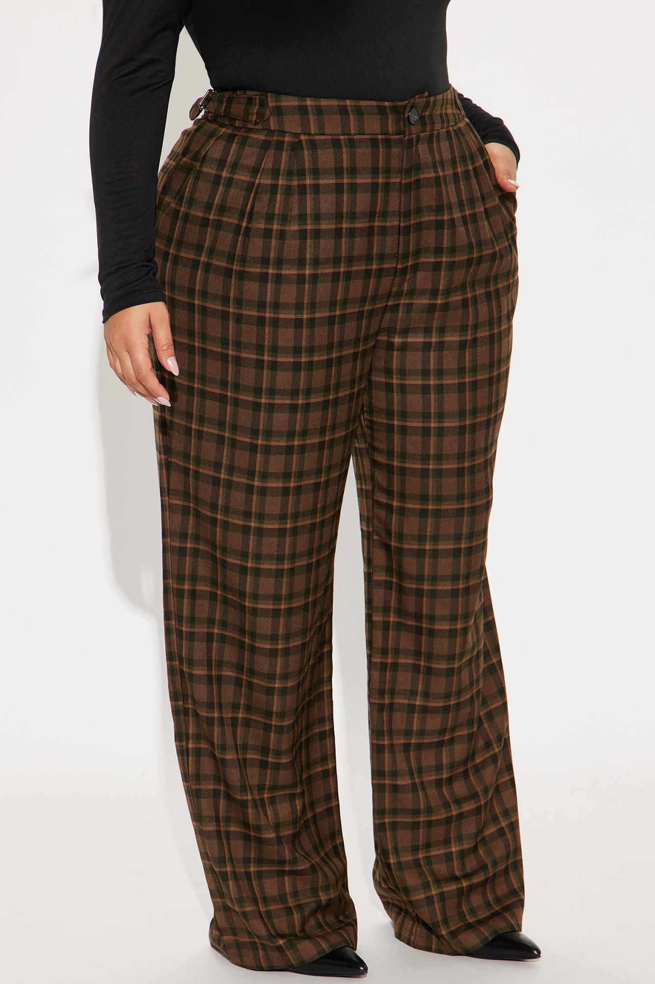Amy Plaid Wide Leg Trouser - Green/combo Product Image