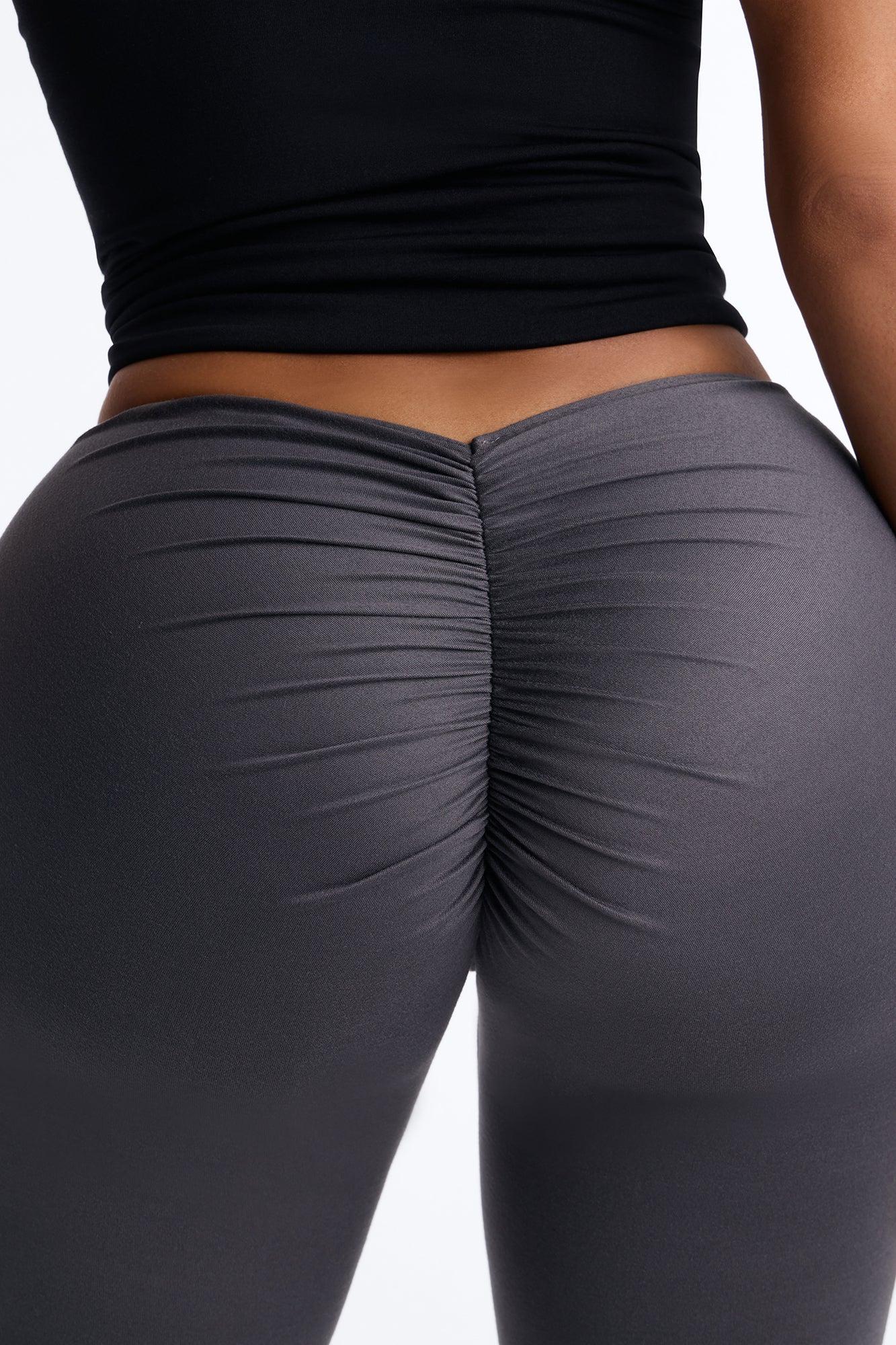 Feeling Cheeky Mid Rise Ruched Butt Legging - Dark Grey Female Product Image