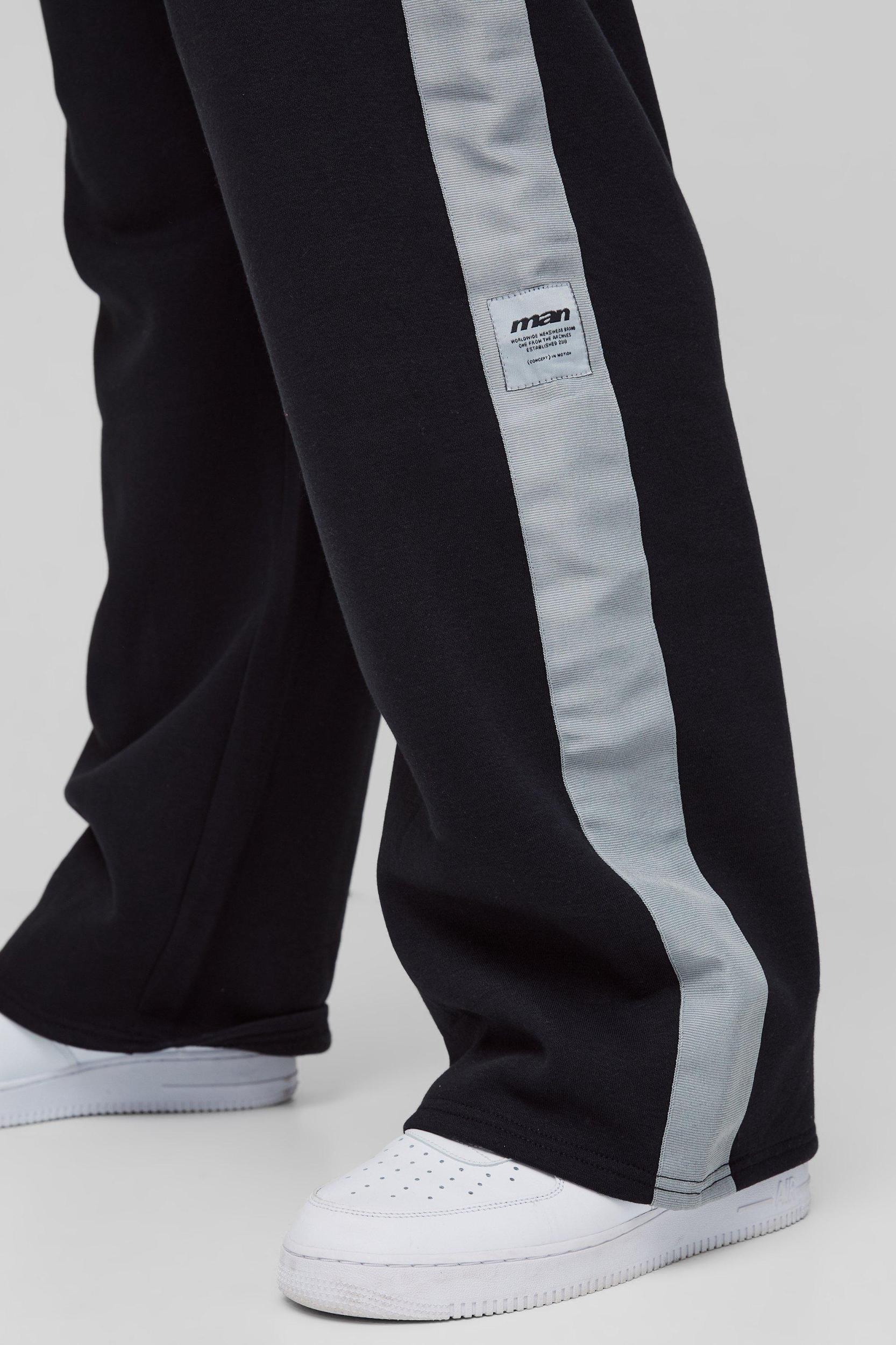Plus Relaxed Stripe Detail Woven Tab Sweatpants | boohooMAN USA Product Image