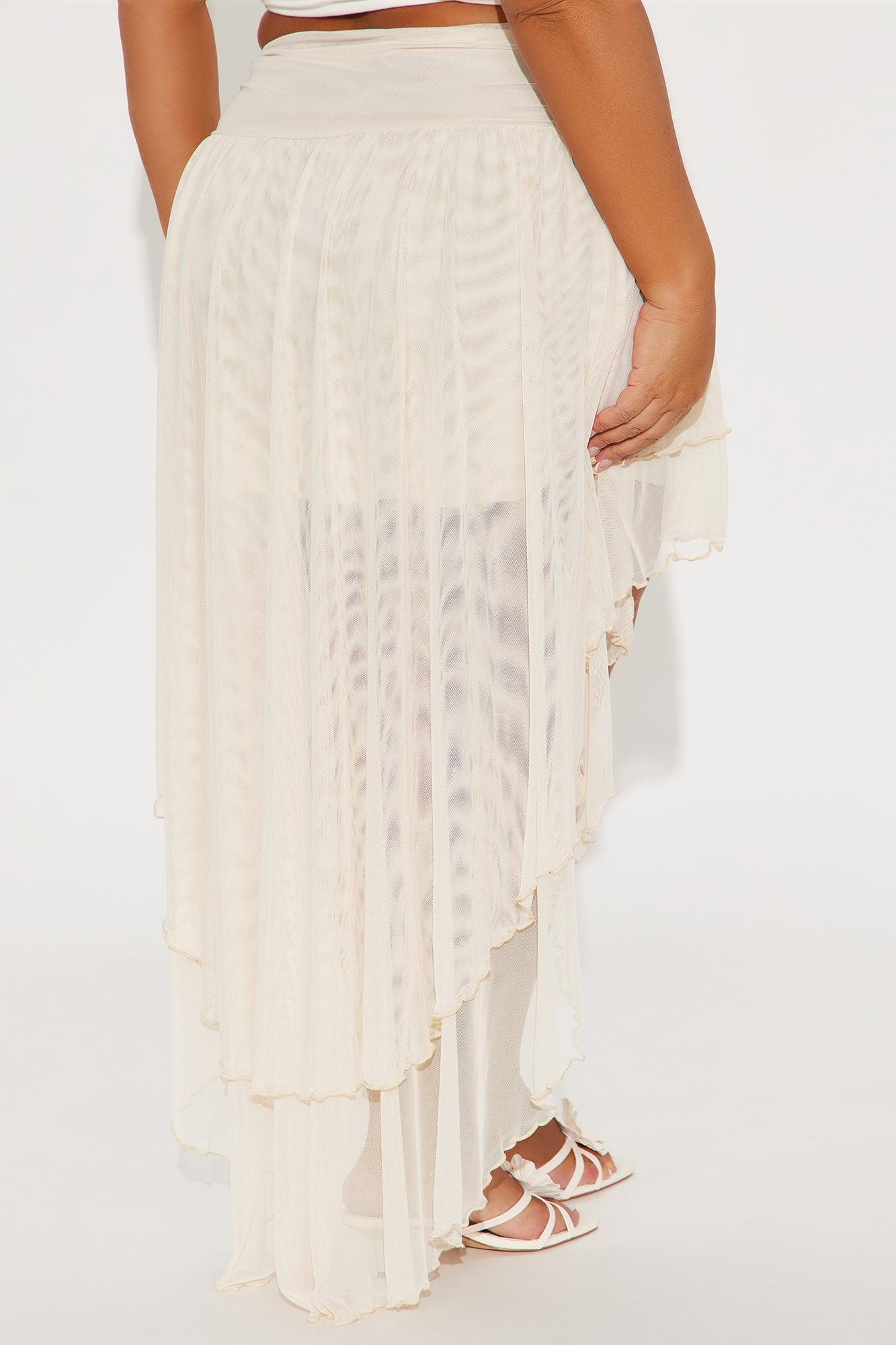 Summer Romance High Low Mesh Midi Skirt - Taupe Product Image