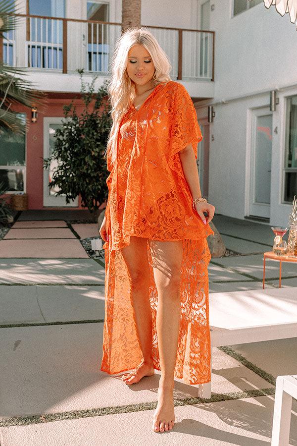 Palms Party Lace Tunic In Tangerine Product Image
