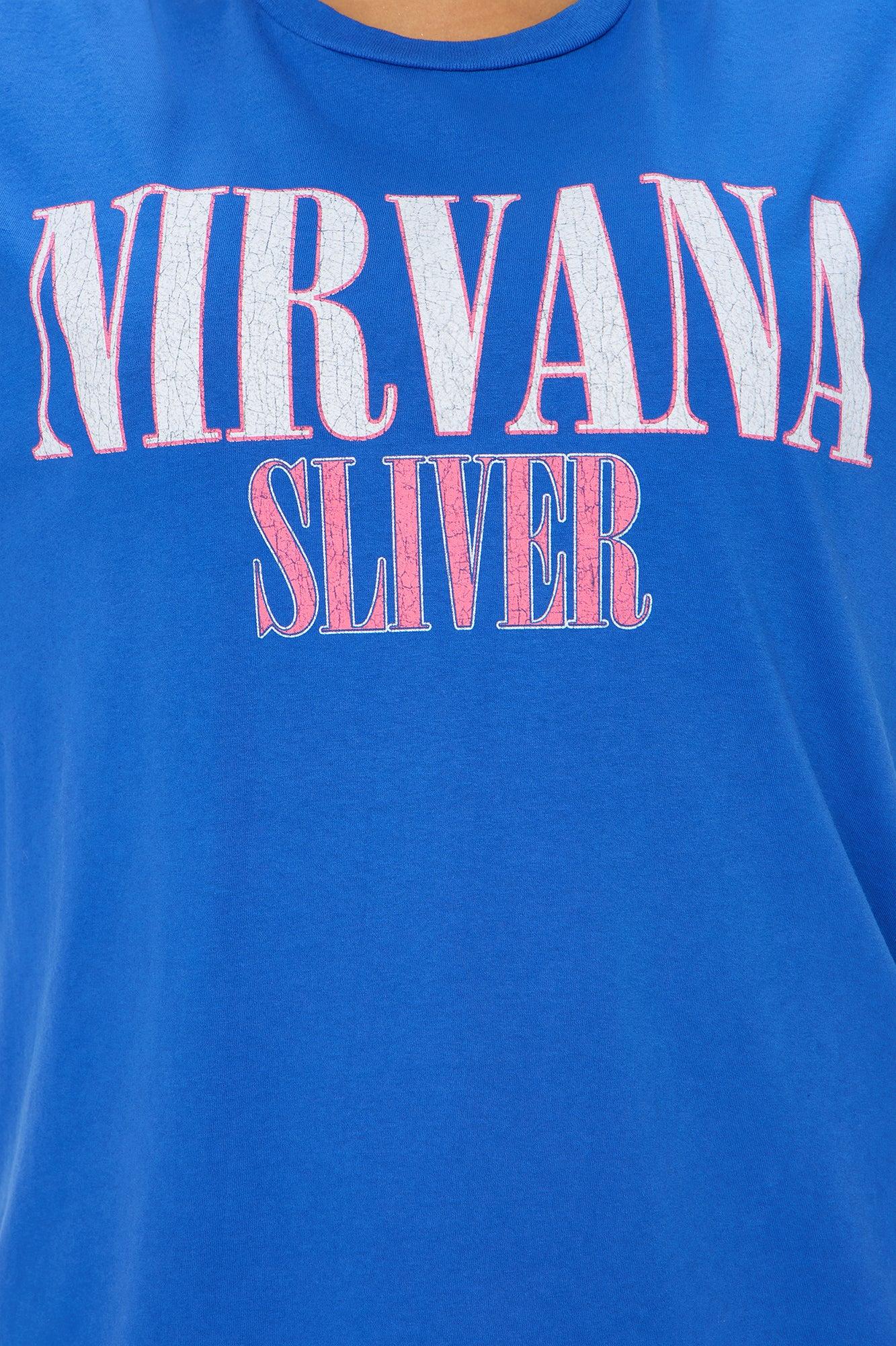 Nirvana Sliver Washed Oversized Tee - Royal Product Image