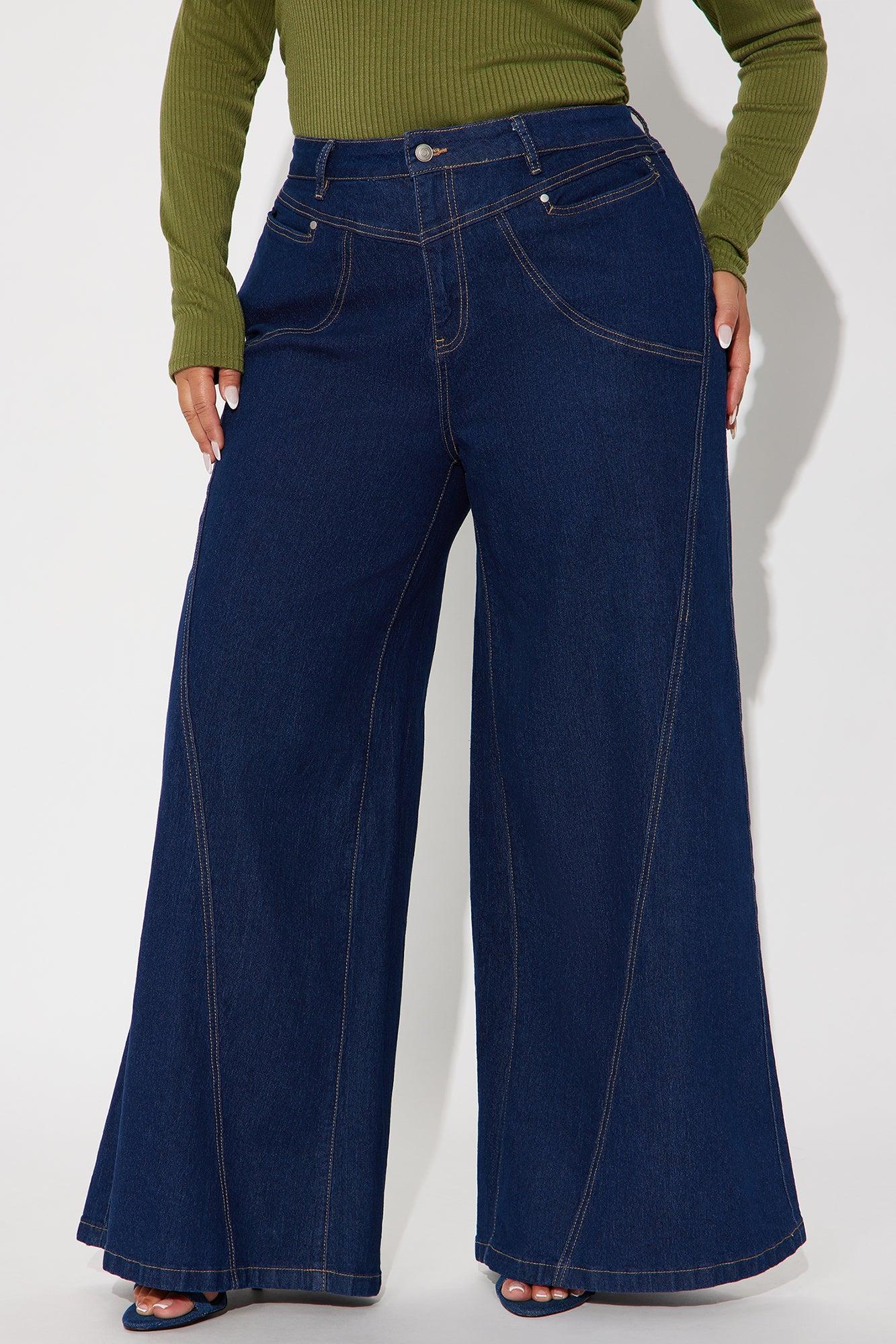 Americano Stretch Super Wide Leg Jeans - Dark Wash Female Product Image