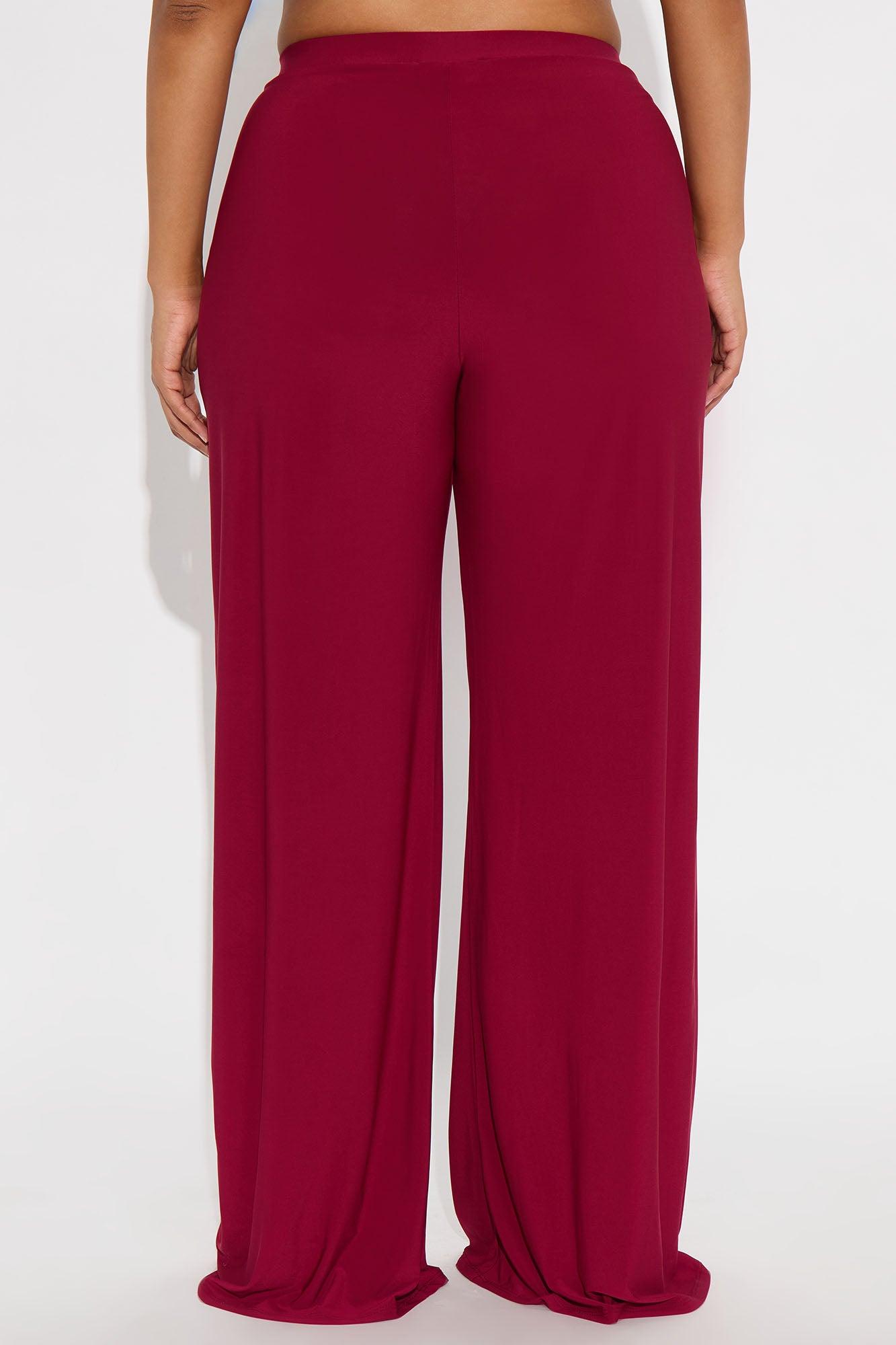 Promise Me Low Rise Wide Leg Travel Pant 33 - Raspberry Female Product Image