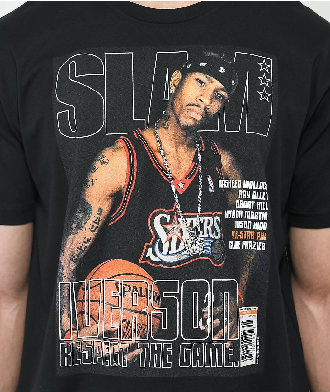 Mitchell & Ness Slam Magazine Iverson Cover Black T-Shirt Product Image