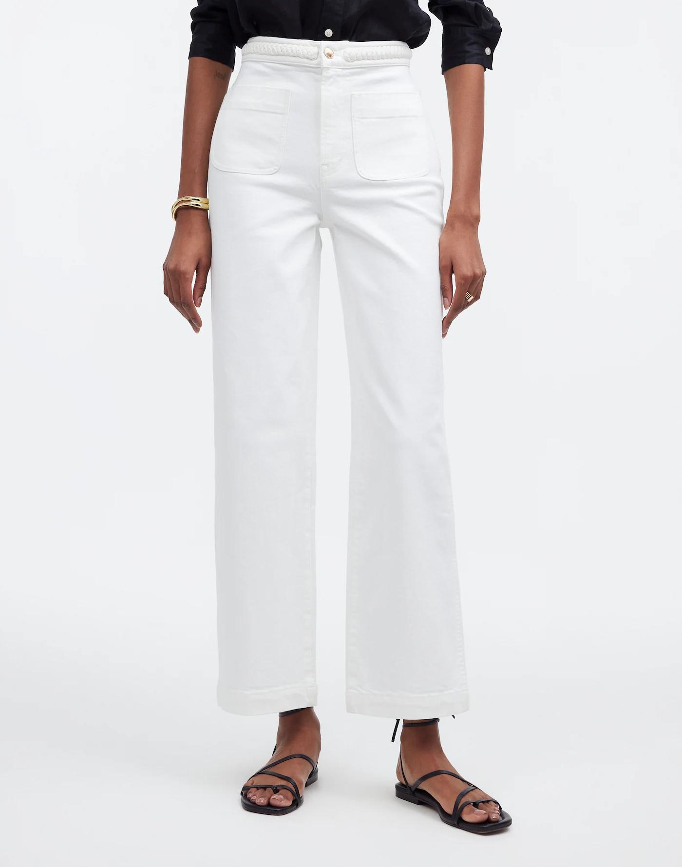 Madewell x Lisa Says Gah! The Perfect Vintage Wide-Leg Crop Jean in Eyelet White Product Image
