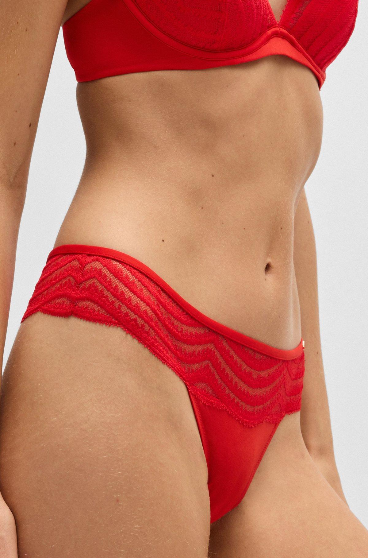 Lace-trim thong with logo detail Product Image