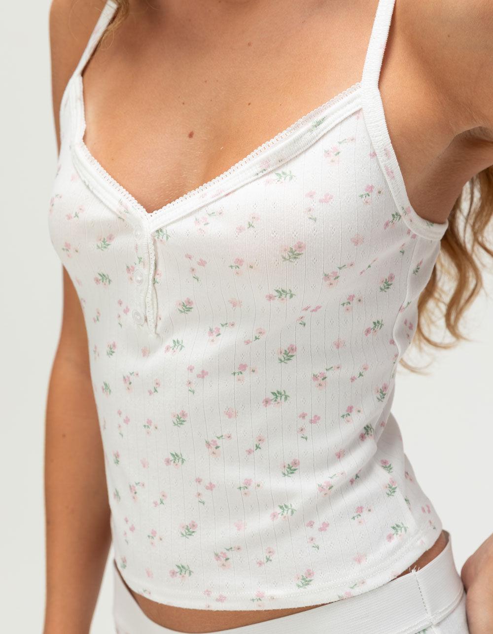 FULL TILT Print Button Womens Cami - PINK COMBO Product Image