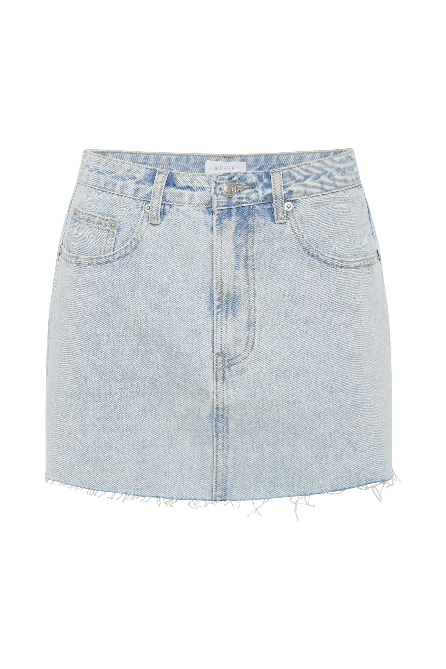 Lennon Mid Rise Denim Mini Skirt - Light Blue Product Image