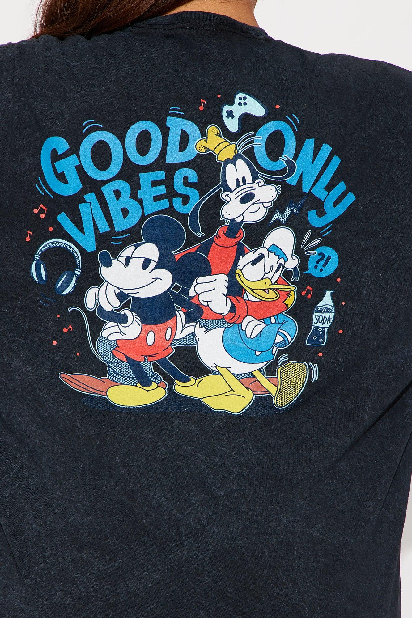 Good Vibes Only Mickey Washed Tee - Black Wash Female Product Image
