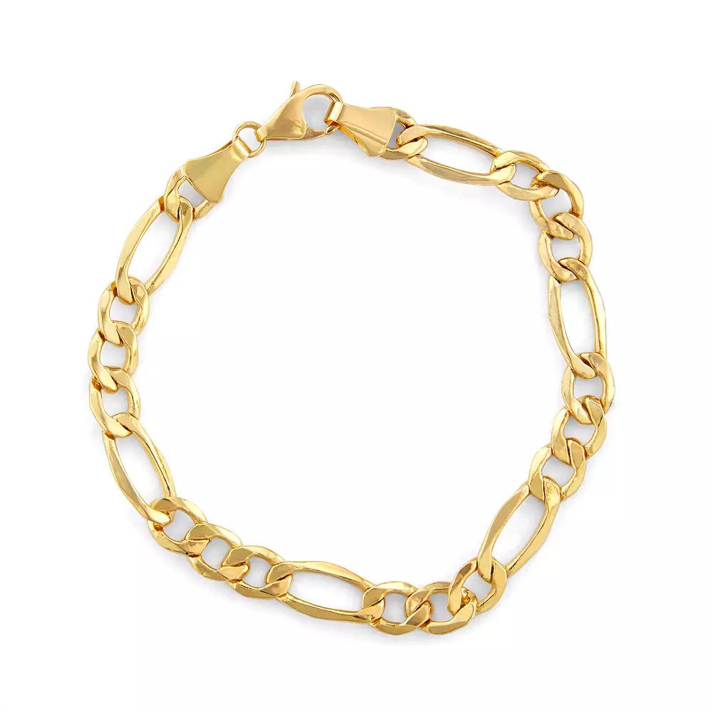 Jordan Blue Mens 14k Gold Figaro Chain Bracelet White Product Image