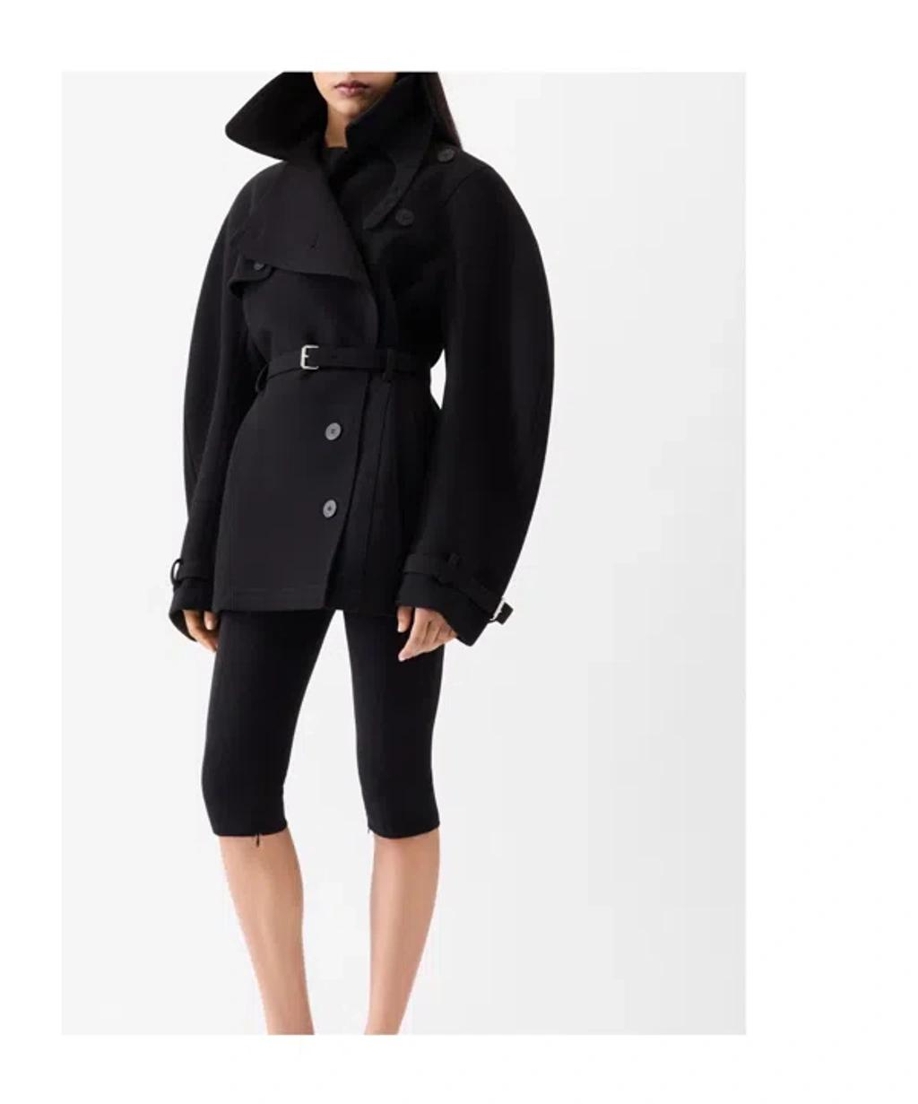 JACQUEMUS Womens Black Ovalo Court Belted Stetch-woven Trench Coat Product Image