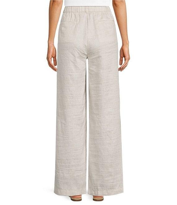 Eileen Fisher Petite Size Organic Linen Blend Striped Sheen High Waisted Wide Leg Trousers Product Image