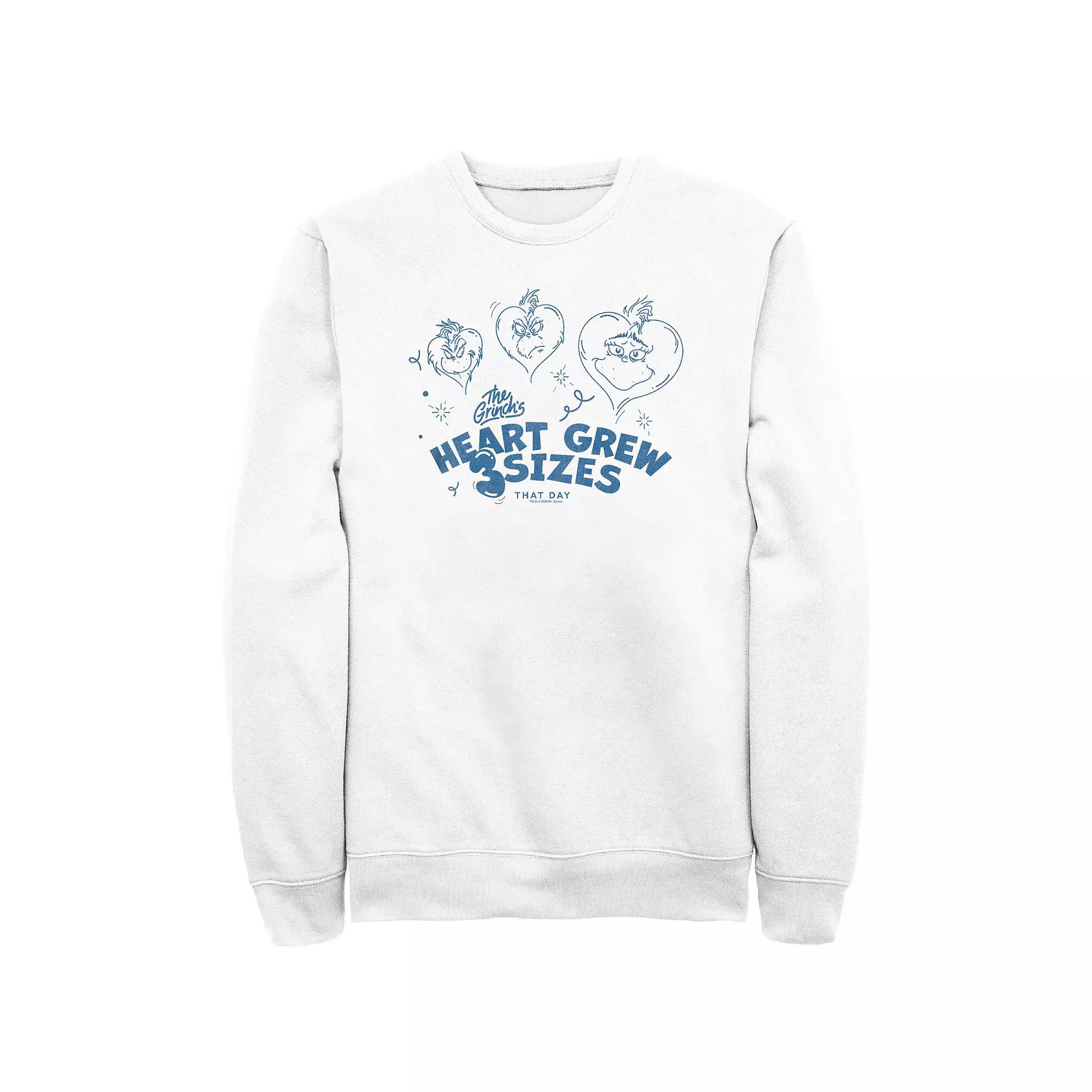 Big & Tall Dr. Seuss Grinch's Heart Grew 3 Sizes Graphic Fleece, Men's, Size: XL, White Product Image