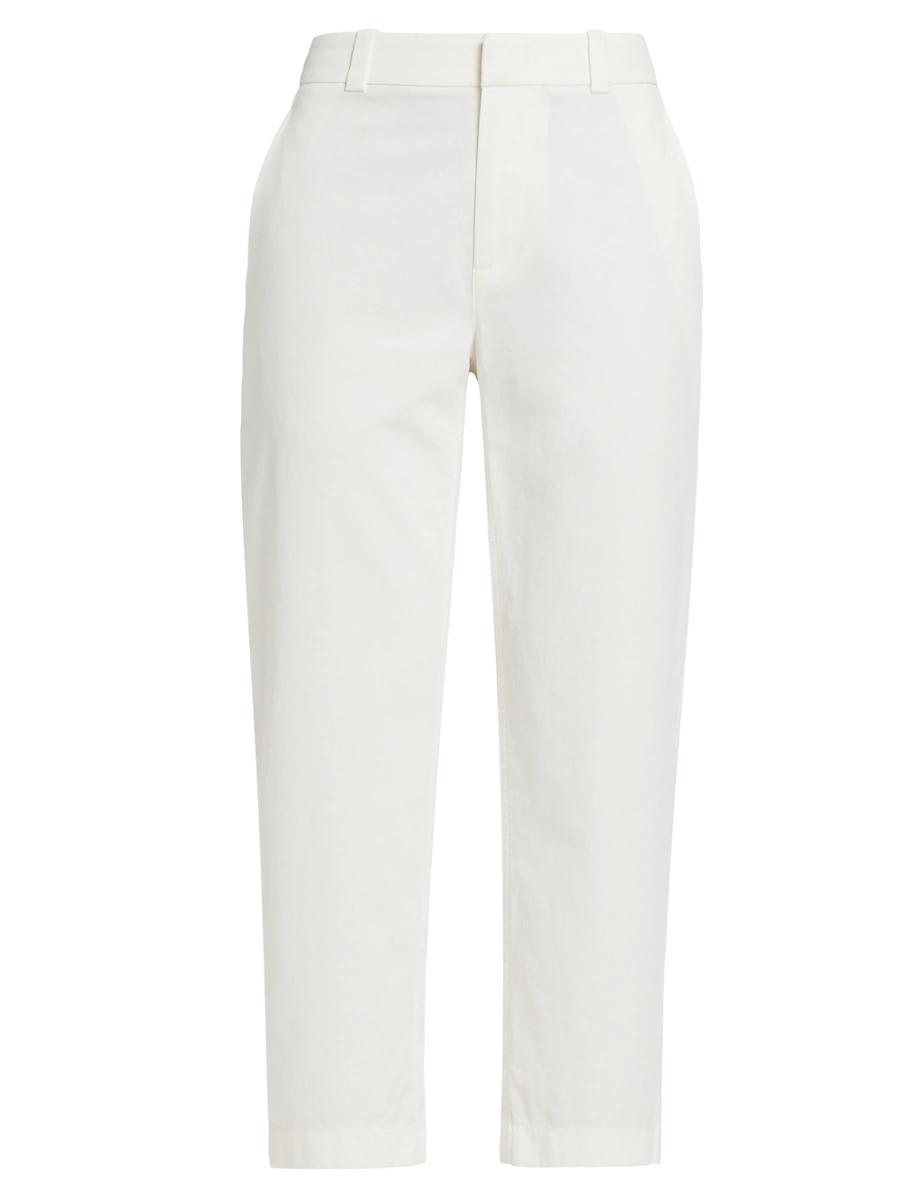 Womens Washed Cotton Mid-Rise Crop Pants Product Image