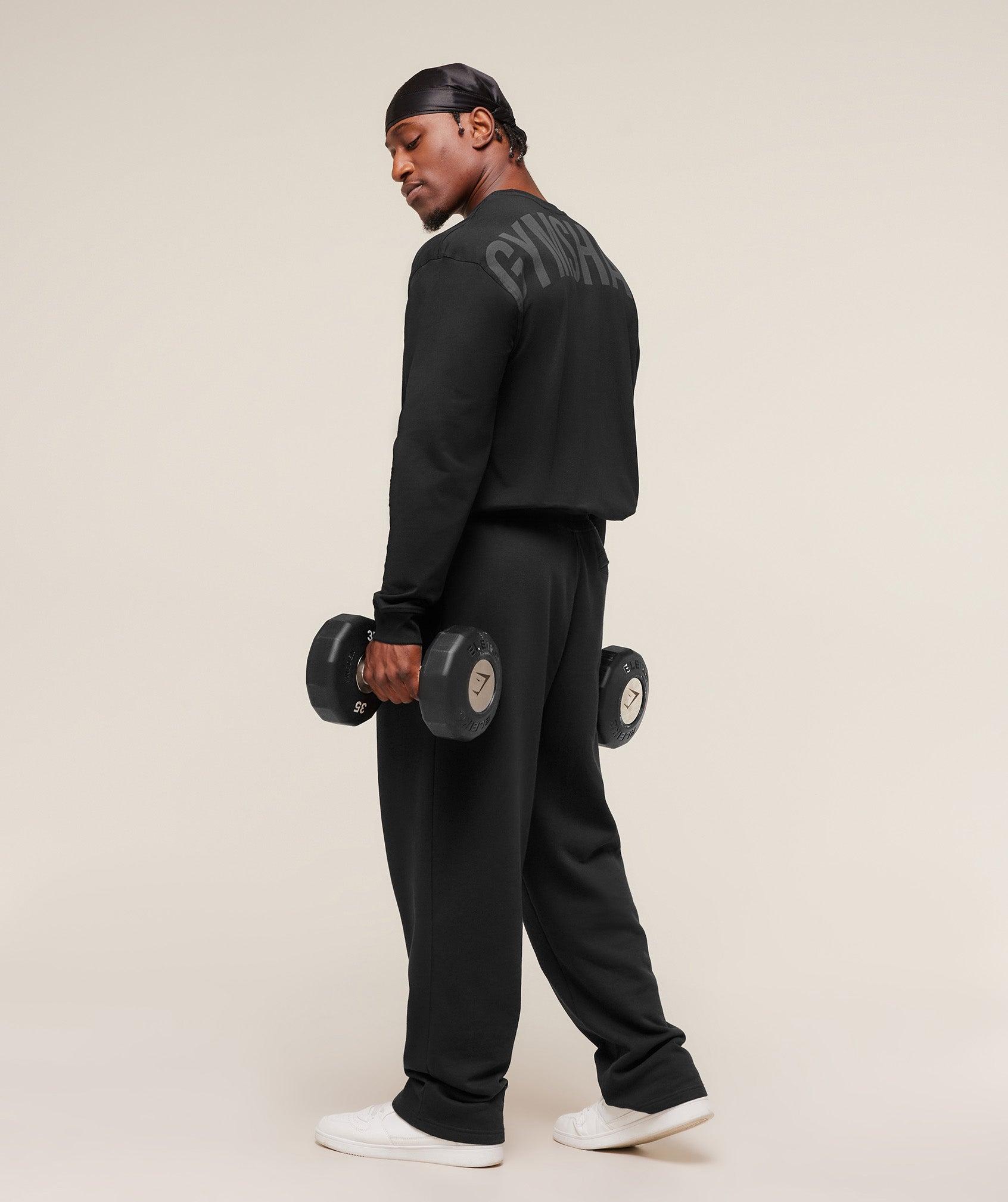 Gymshark Power Long Sleeve T-Shirt - Black/Asphalt Grey Male Product Image