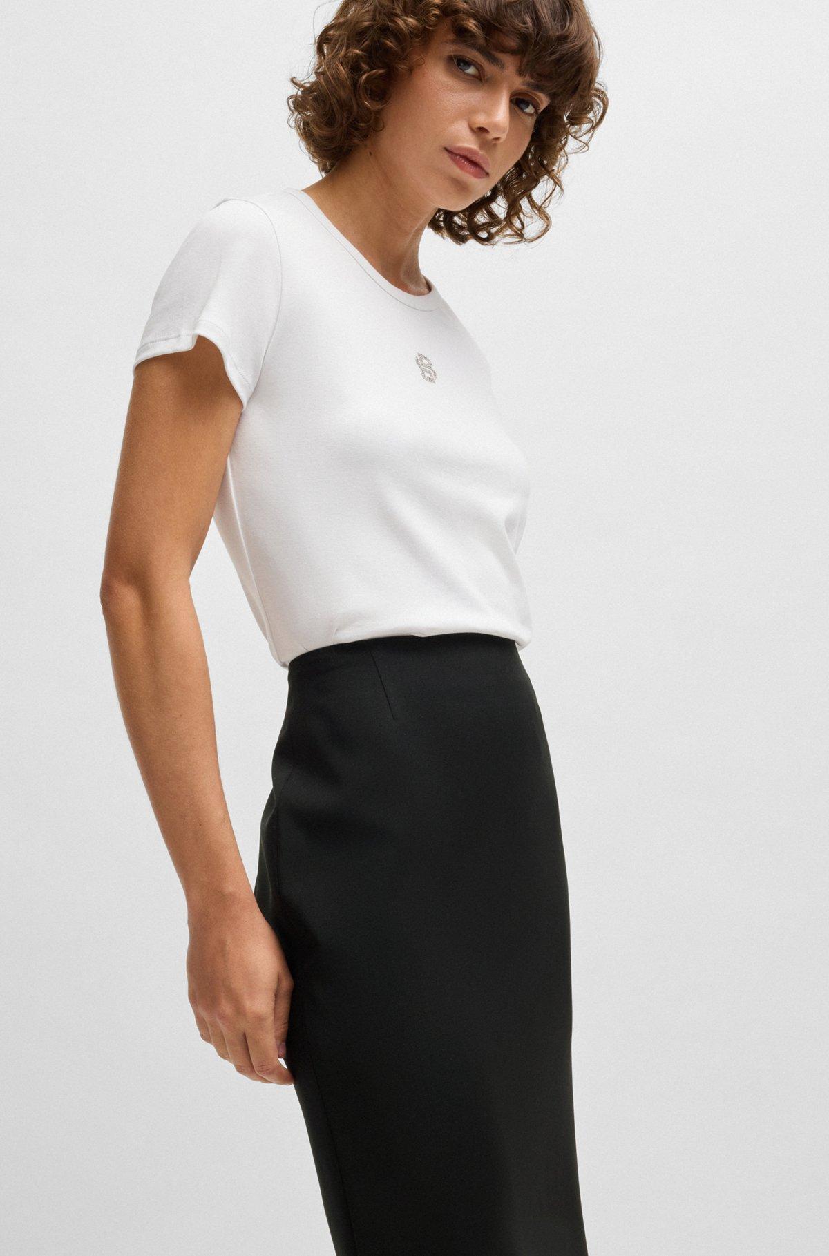 BOSS - Slim-fit pencil skirt in virgin wool - Black Product Image