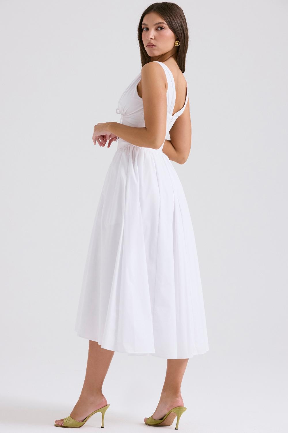 Emmelina  white cotton corset sundress Product Image