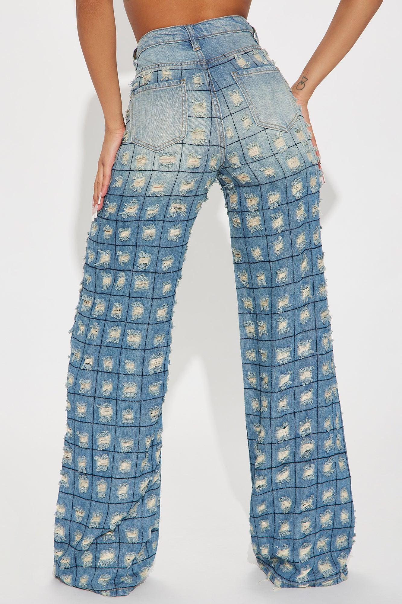 Hit Your Line Ripped Wide Leg Jeans - Vintage Wash Product Image