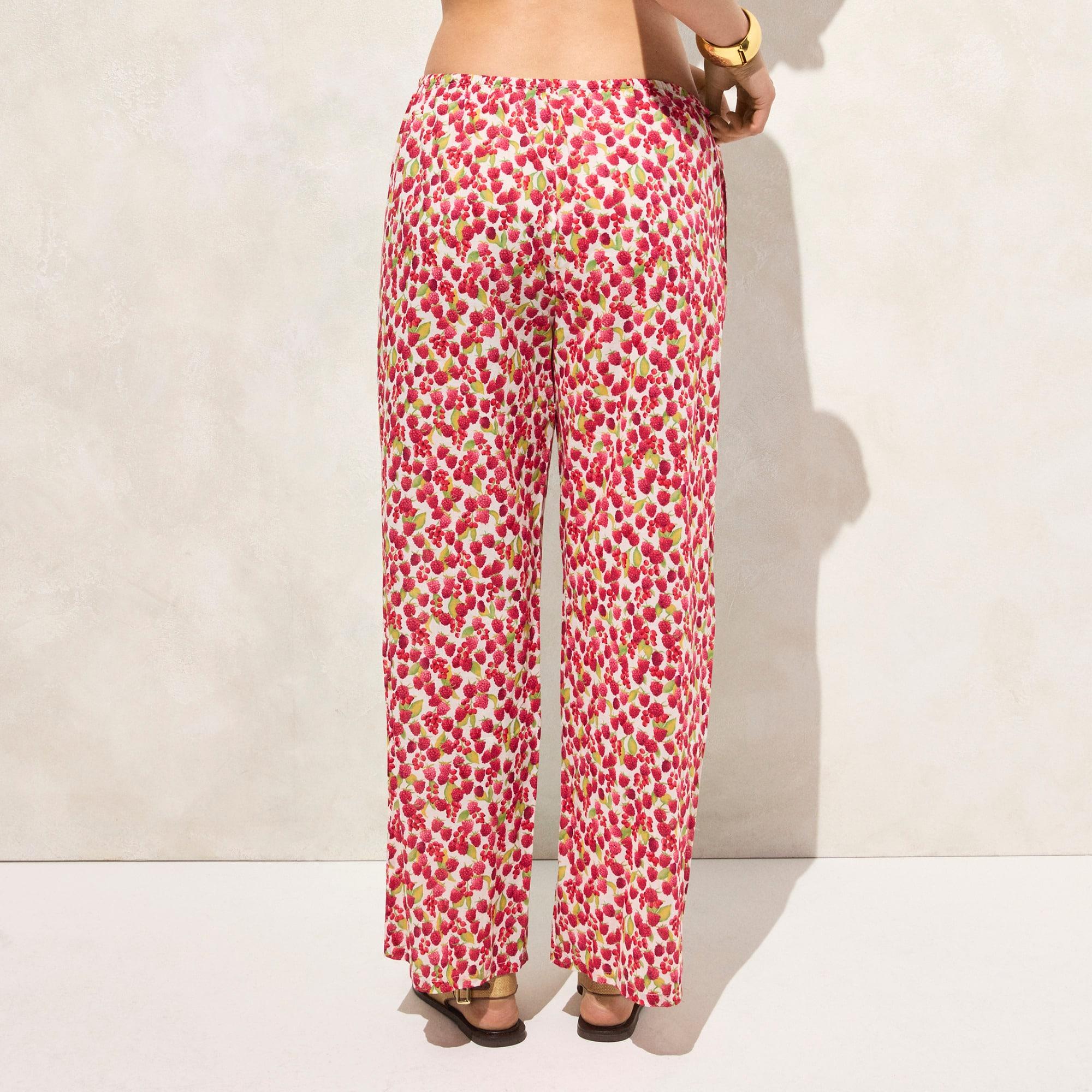 Cotton voile beach pant in raspberry print Product Image