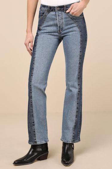 Wedgie Boot Medium Wash Denim High-Rise Jeans Product Image