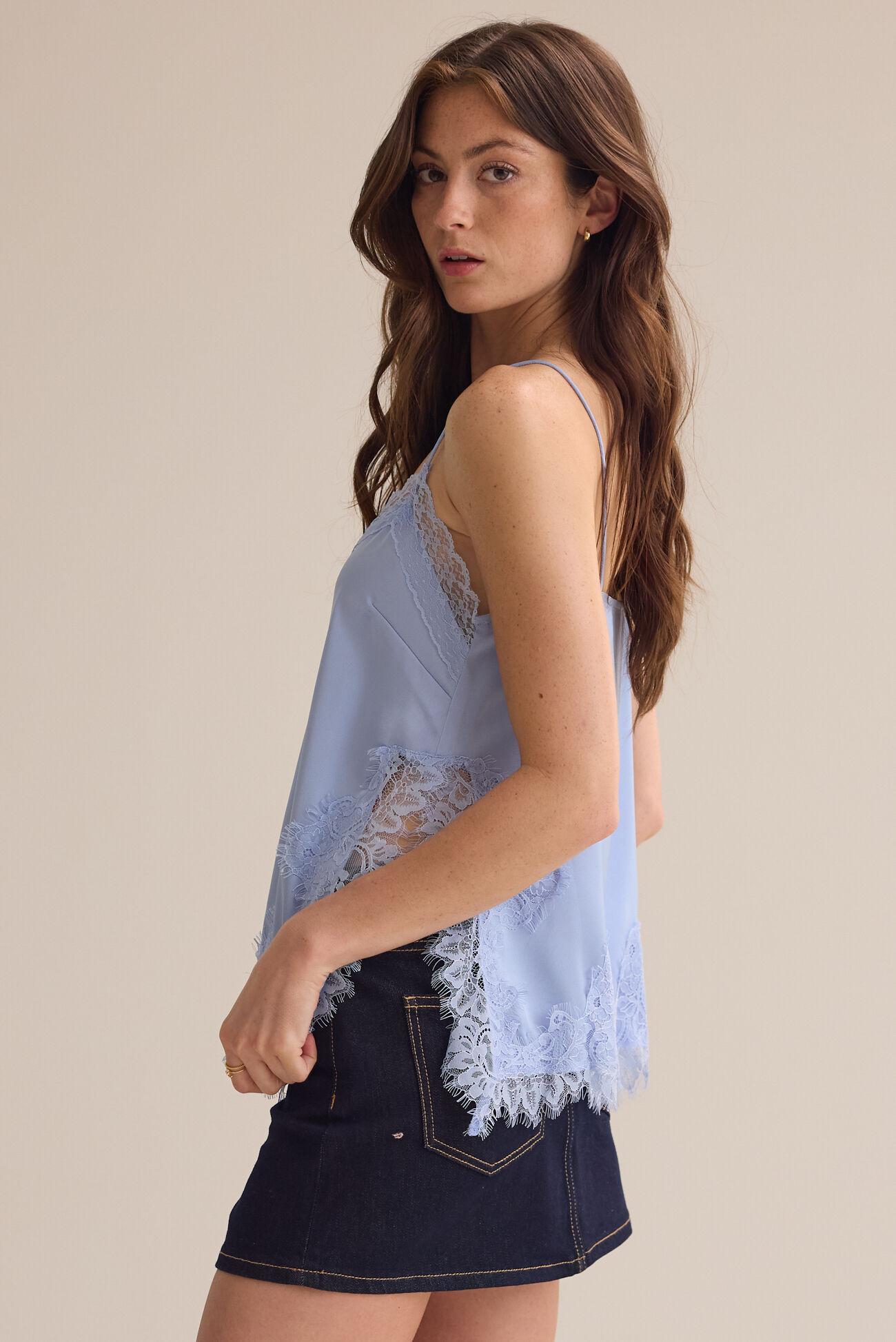 Grace Satin Lace Trim Tank Product Image