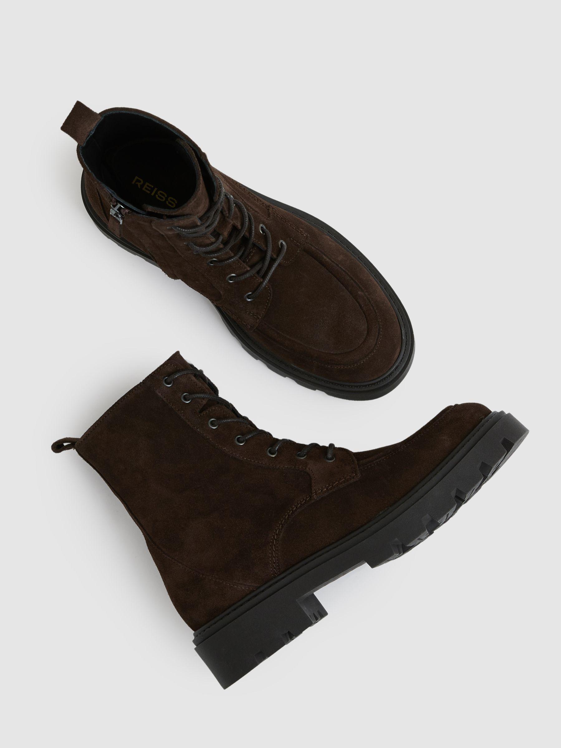 Leather Lace-Up Boots in Chocolate Product Image