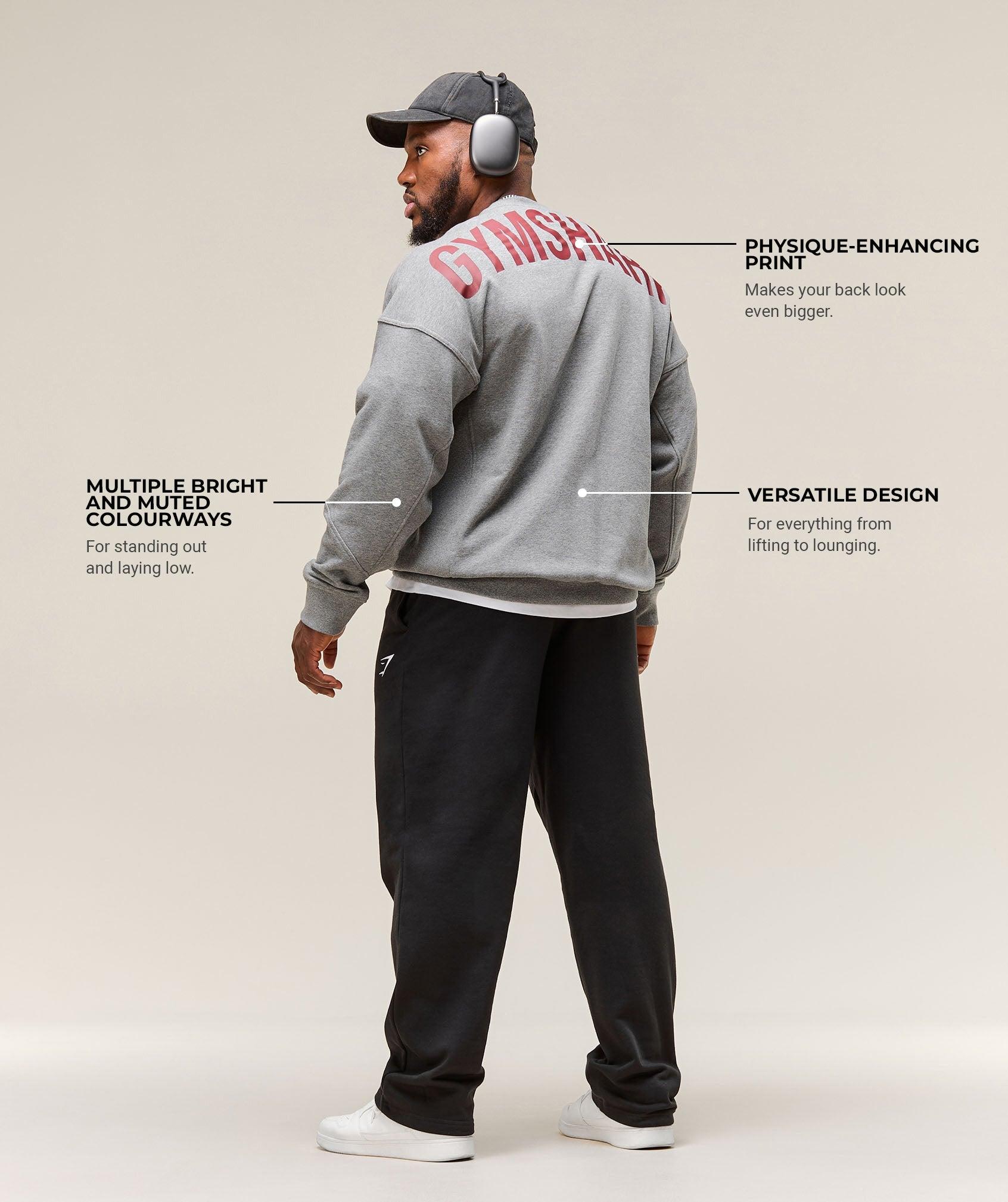 Gymshark Power Crew - Charcoal Core Marl Male Product Image