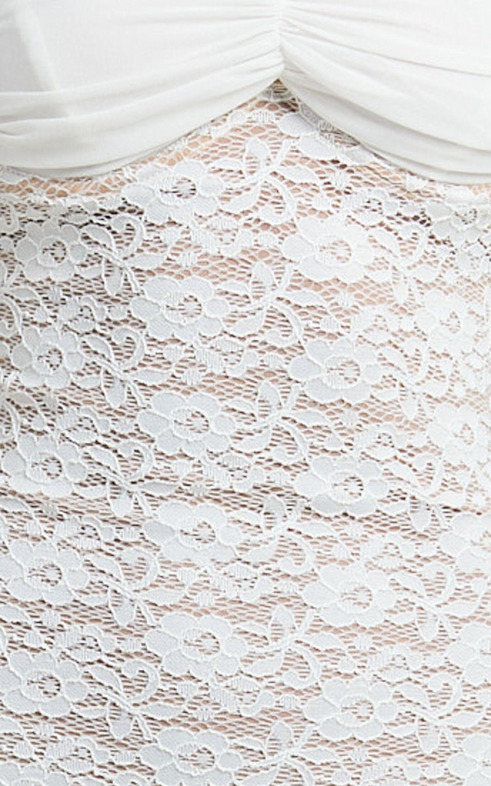 Herlyn Mini Dress - Contrast Bust Lace Bodycon Dress in White Product Image