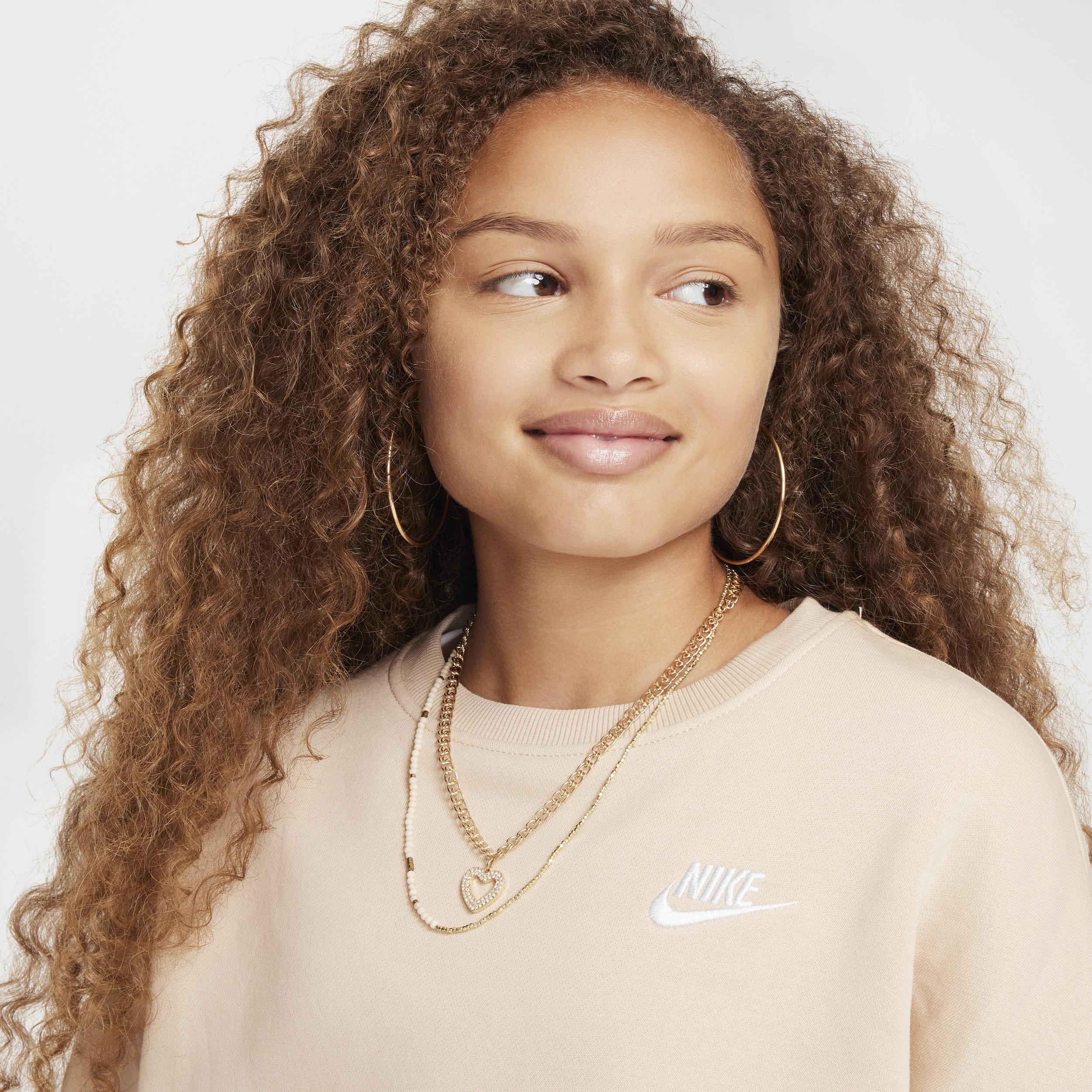 Unisex Nike Sportswear Club Fleece Girls Boxy Crew-Neck Sweatshirt | FZ9244-126 Product Image