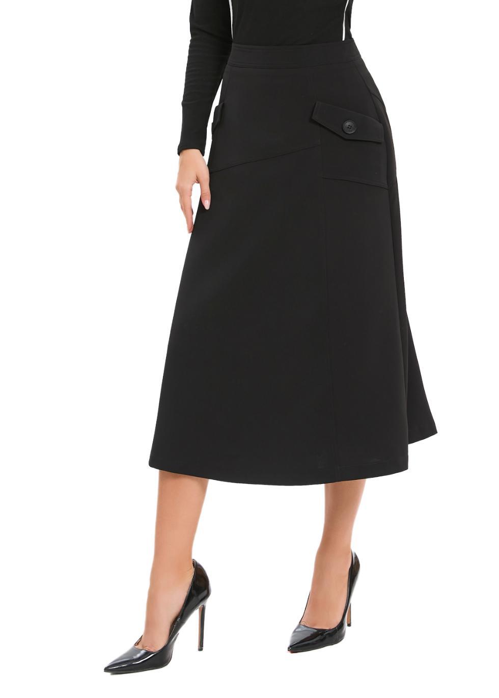A-Line Midi Skirt With Pockets Product Image