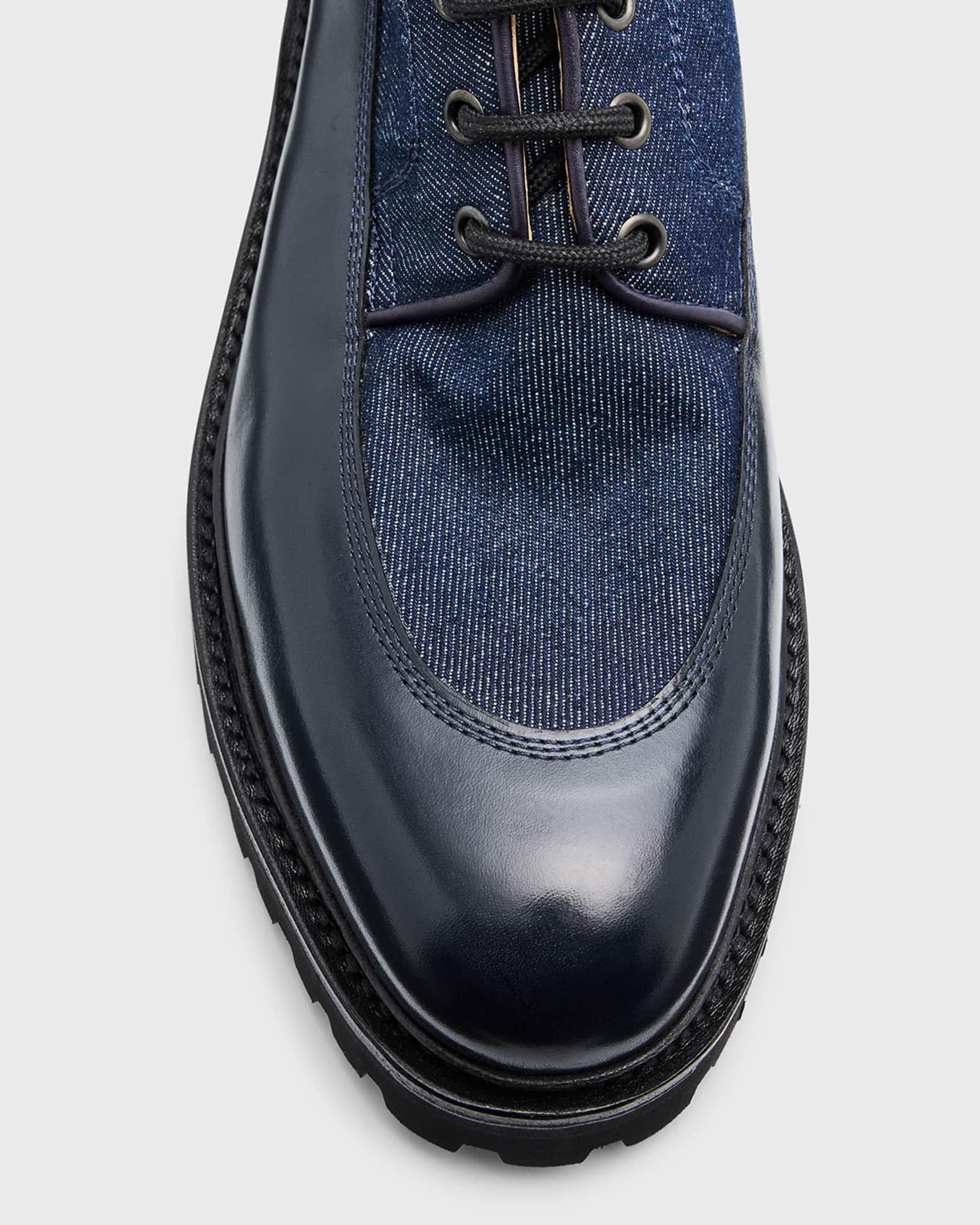 Men's Peak Denim and Leather Lace-Up Boots Product Image