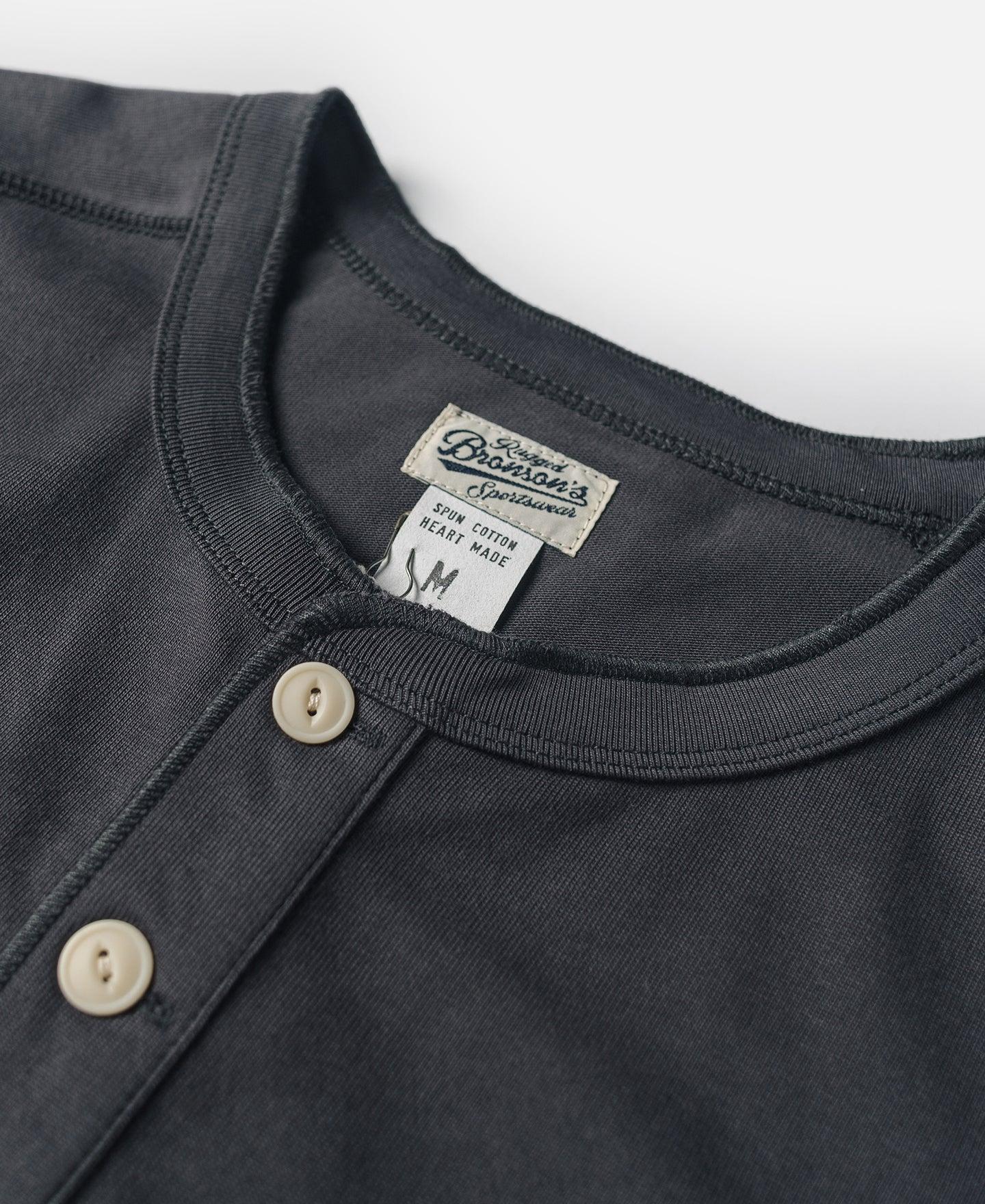 10.6 oz Cotton Short Sleeve Henley T-Shirt - White Product Image