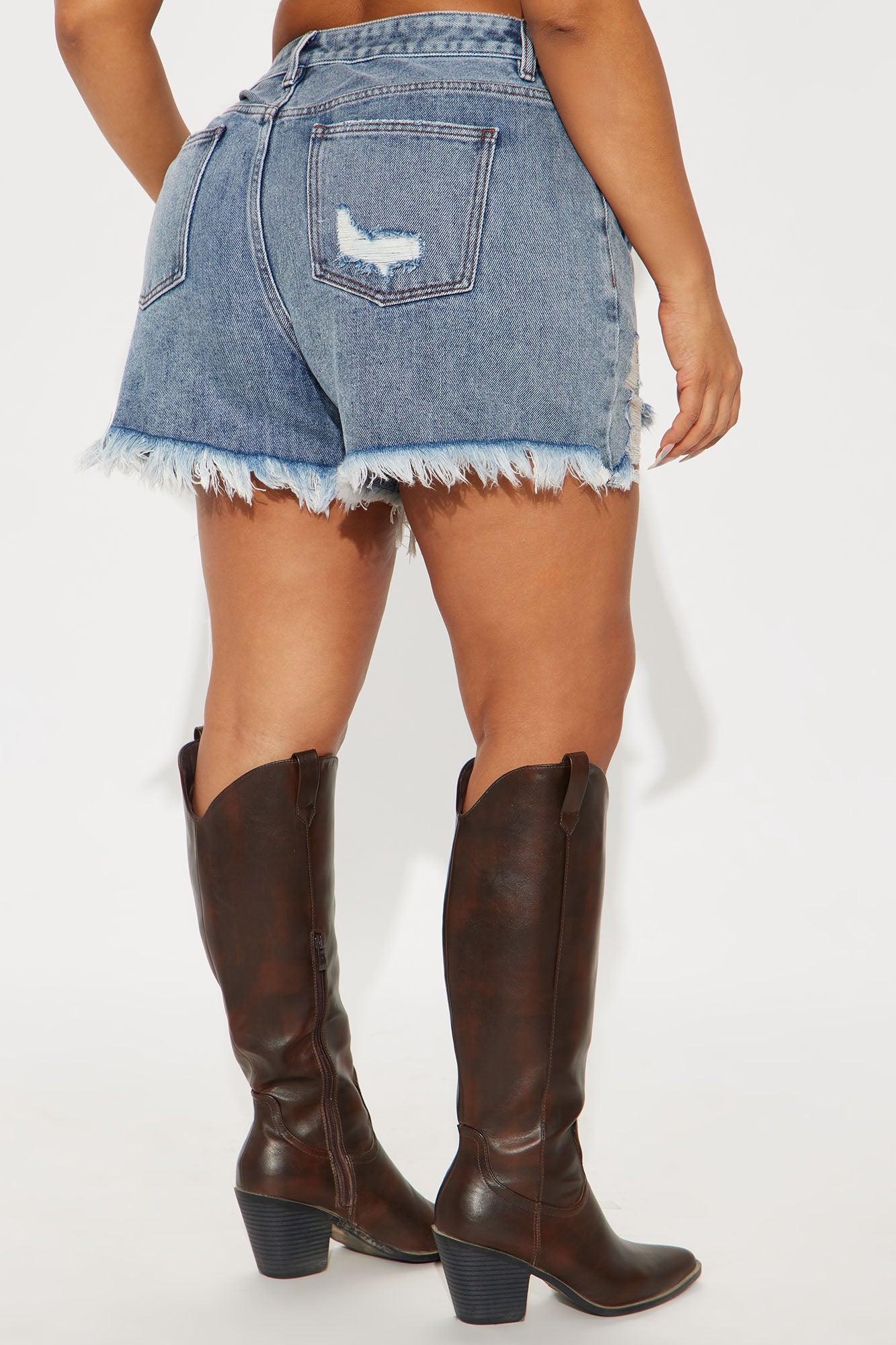 Indio Ripped High Rise Denim Shorts - Medium Wash Product Image