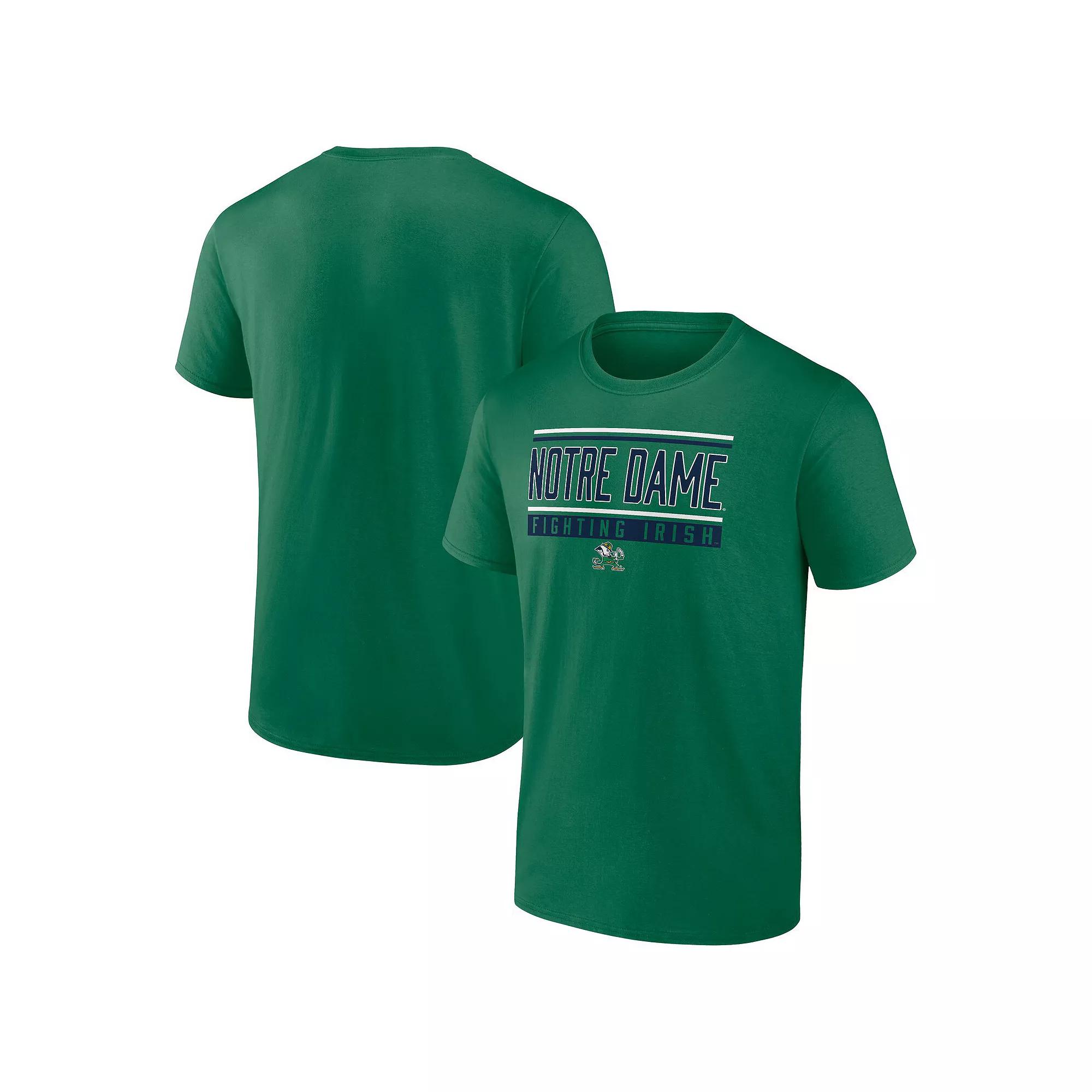 Men's Fanatics Green Notre Dame Fighting Irish Fundamentals Stripe and Block T-Shirt,  Product Image