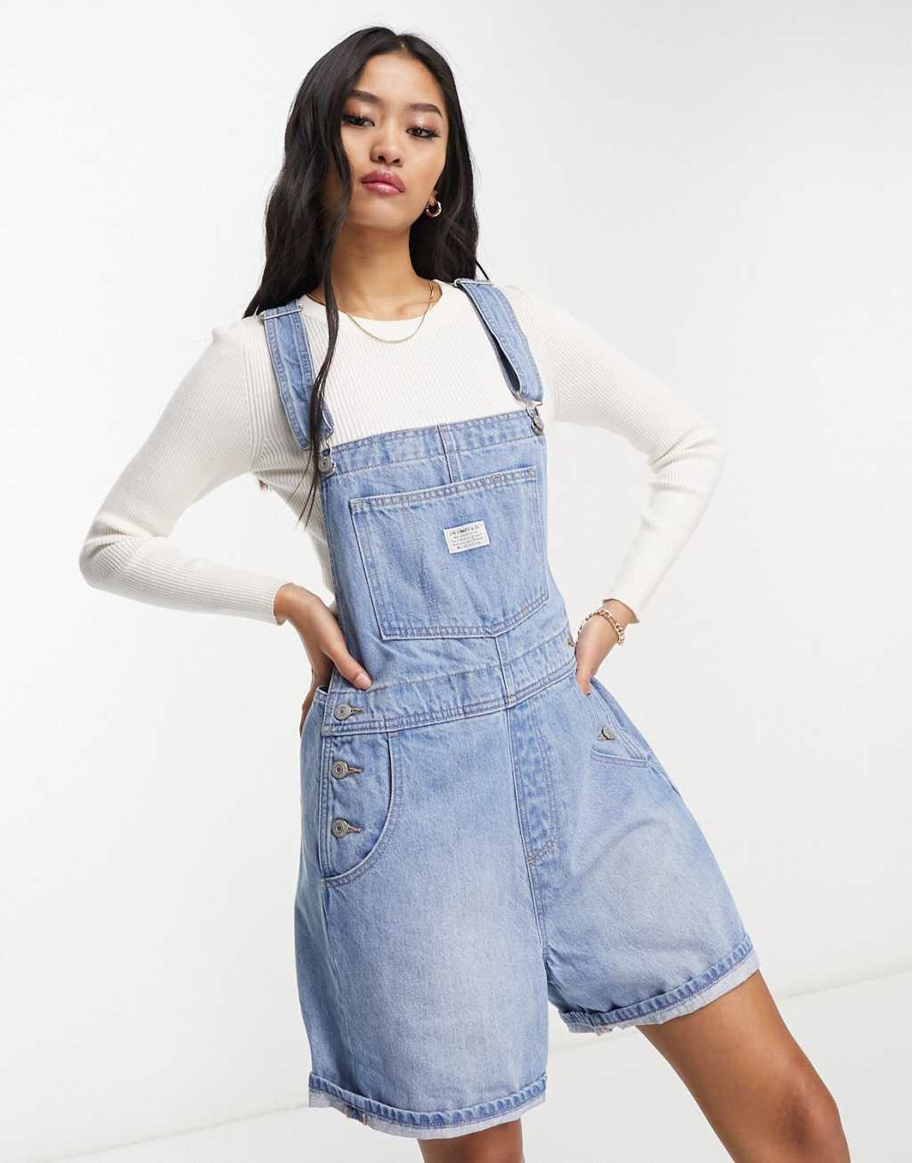 Levi's vintage shortall in mid blue Product Image