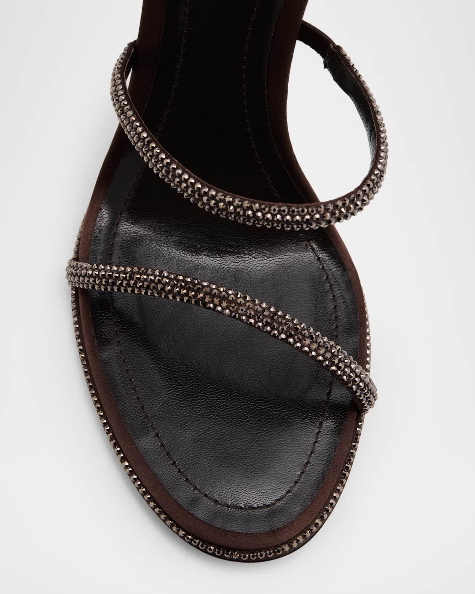 Snake Spiral-Wrap Strass Satin Sandals Product Image