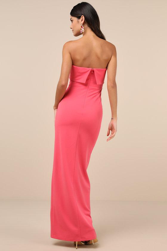Classy Consideration Coral Pink Strapless Maxi Dress Product Image