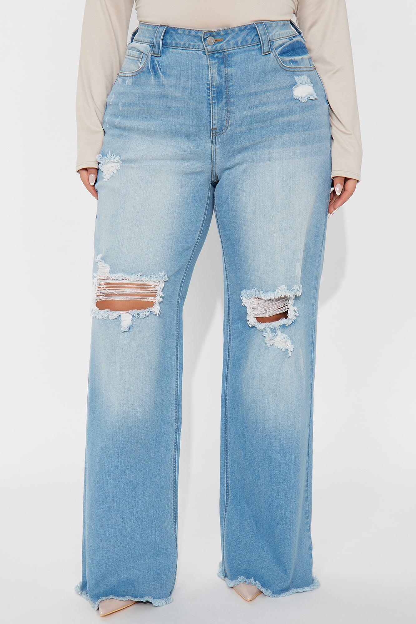 Coldwater Canyon Stretch Ripped Wide Leg Jeans - Light Wash Female Product Image