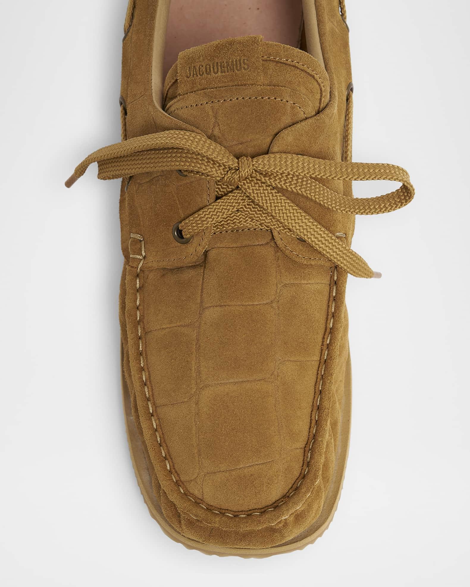 Men's Les Batto Croc-Embossed Suede Boat Shoes Product Image