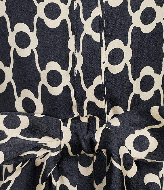 Tara Jarmon Rivoltina Satin Floral Print Notch Collar Long Sleeve Button Front Midi Dress Product Image