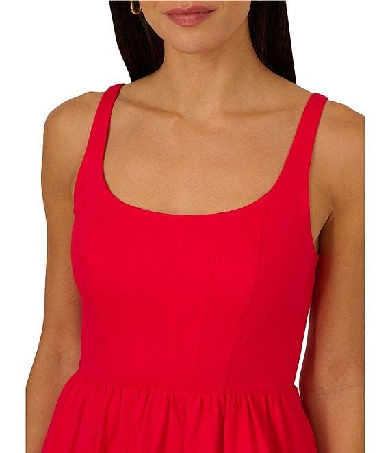 Adrianna by Adrianna Papell Stretch Cotton Square Neck Sleeveless Bubble Hem A-Line Mini Dress Product Image