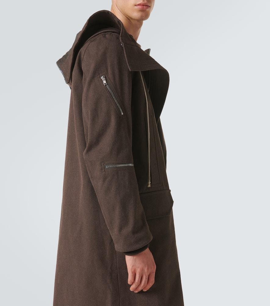 RICK OWENS Hooded Coat In Brown Product Image
