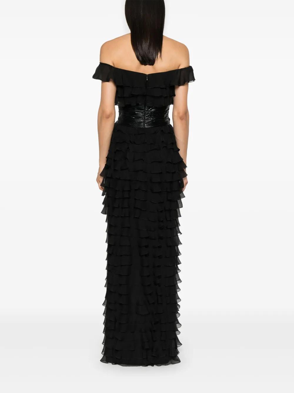 off-shoulder ruffled gown Product Image